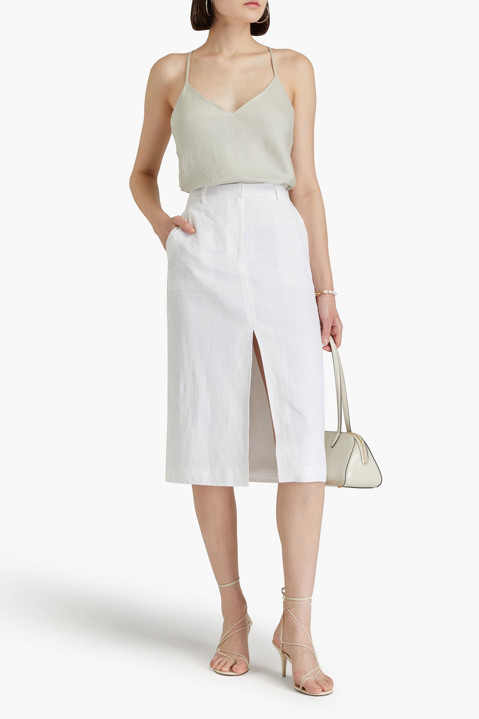  Theory - Linen-blend Twill Camisole - Gray - S 