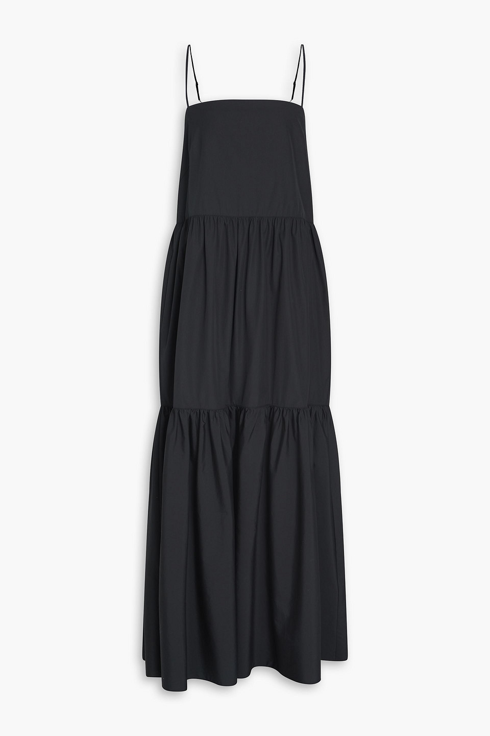 Rag & Bone Sage Tiered Cotton-poplin Maxi Dress In Black