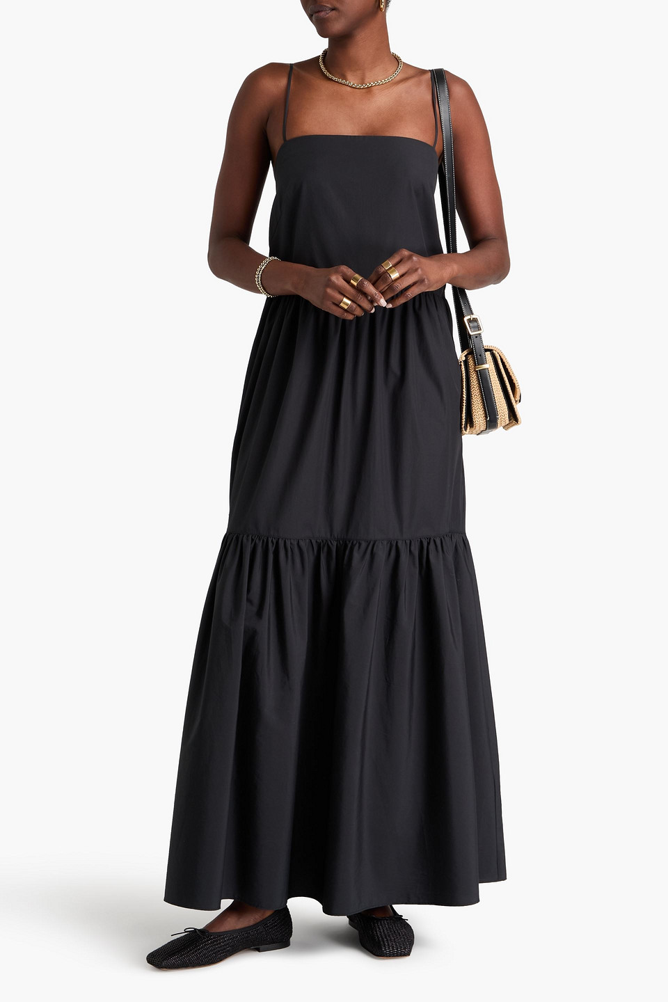  Rag & Bone - Sage Gestuftes Maxikleid Aus Baumwollpopeline - Schwarz - Xs 