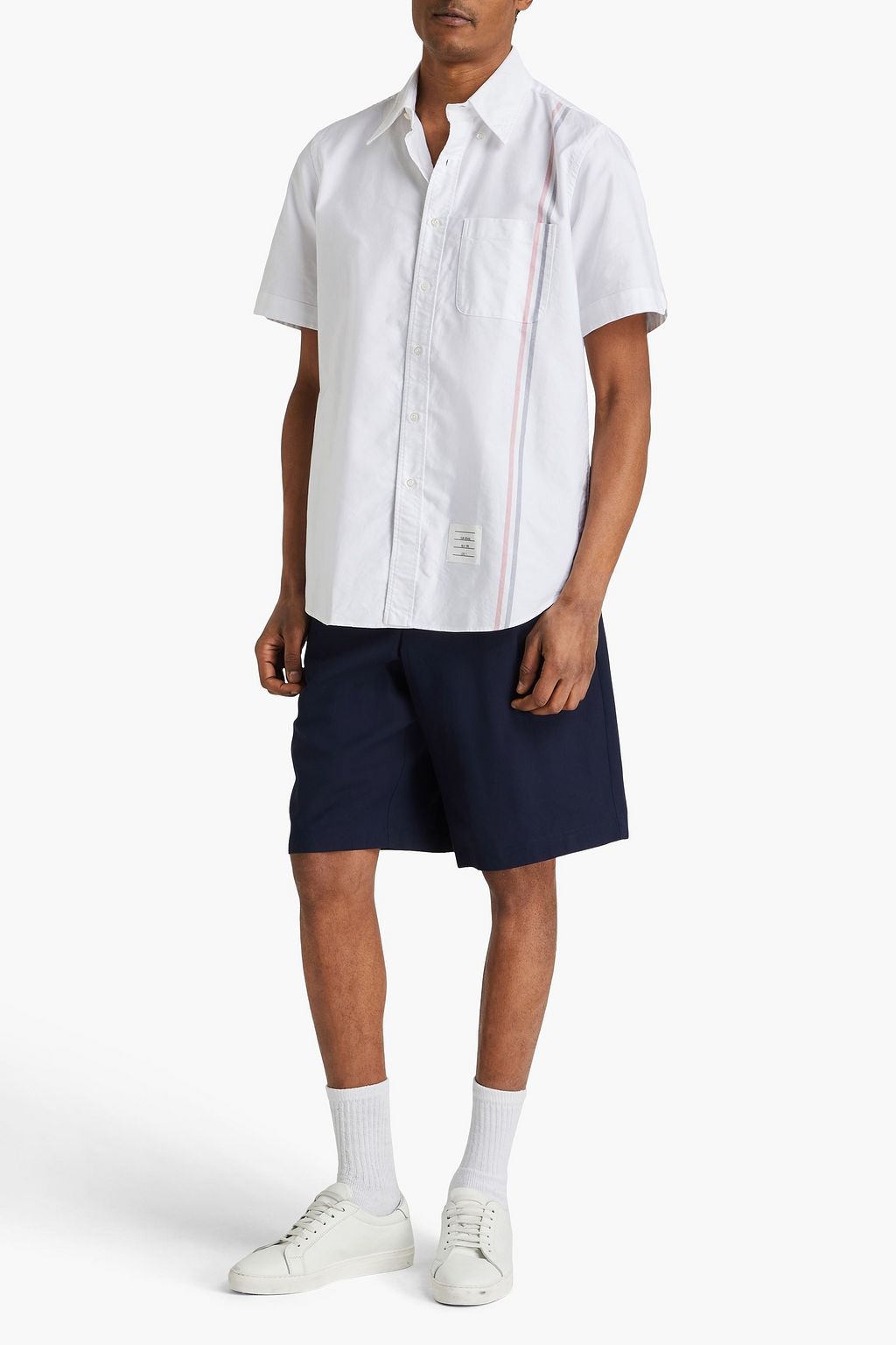 THOM BROWNE Striped cotton Oxford shirt