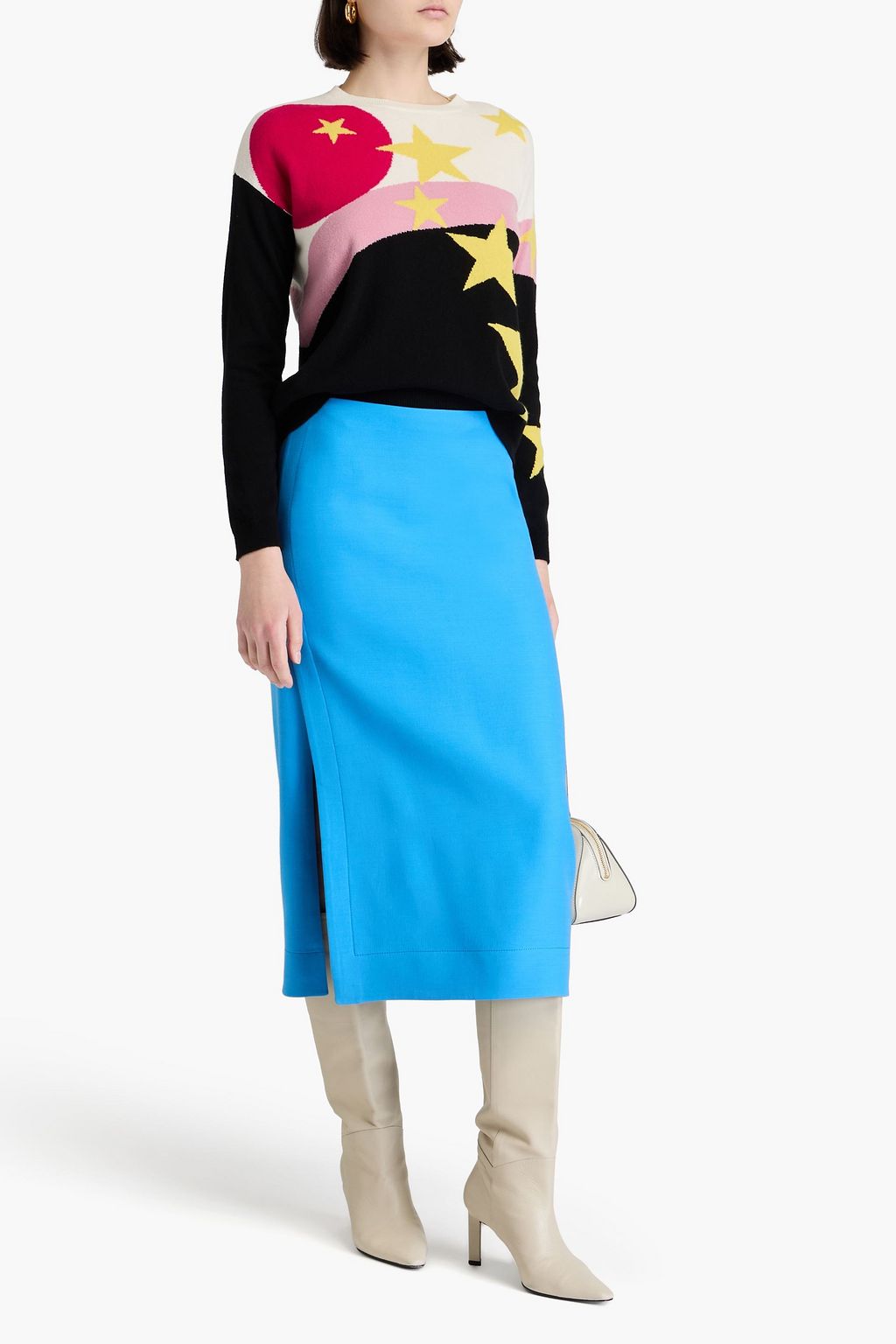 VALENTINO GARAVANI Wool and silk-blend crepe midi pencil skirt