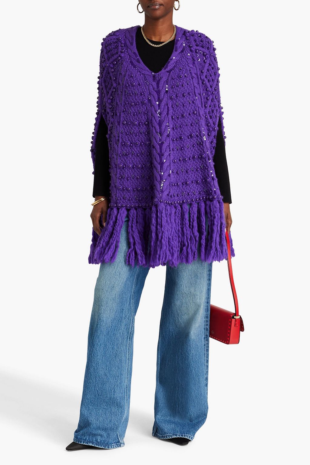VALENTINO GARAVANI Embellished wool cape