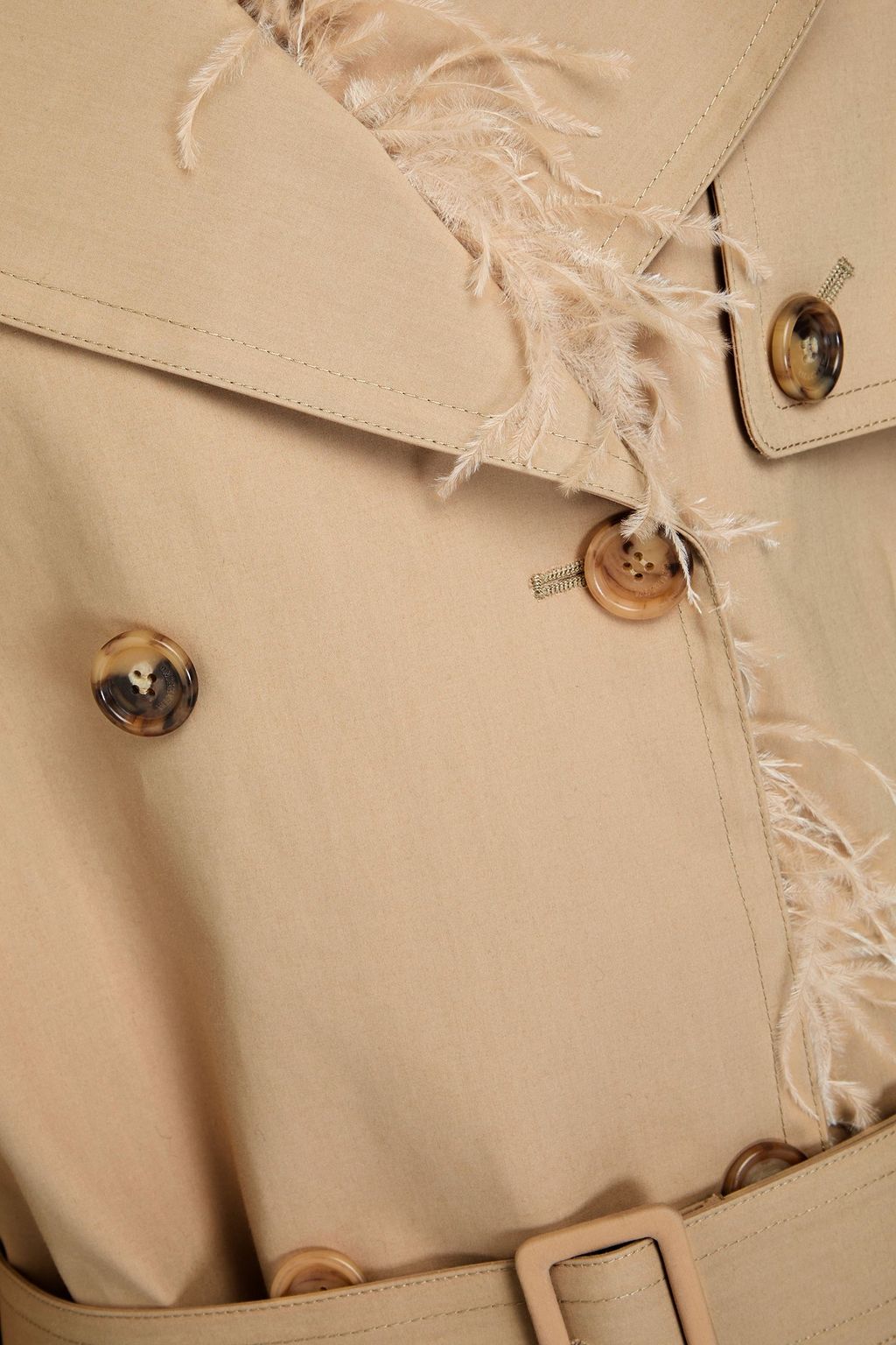 VALENTINO GARAVANI Feather-trimmed cotton-poplin trench coat