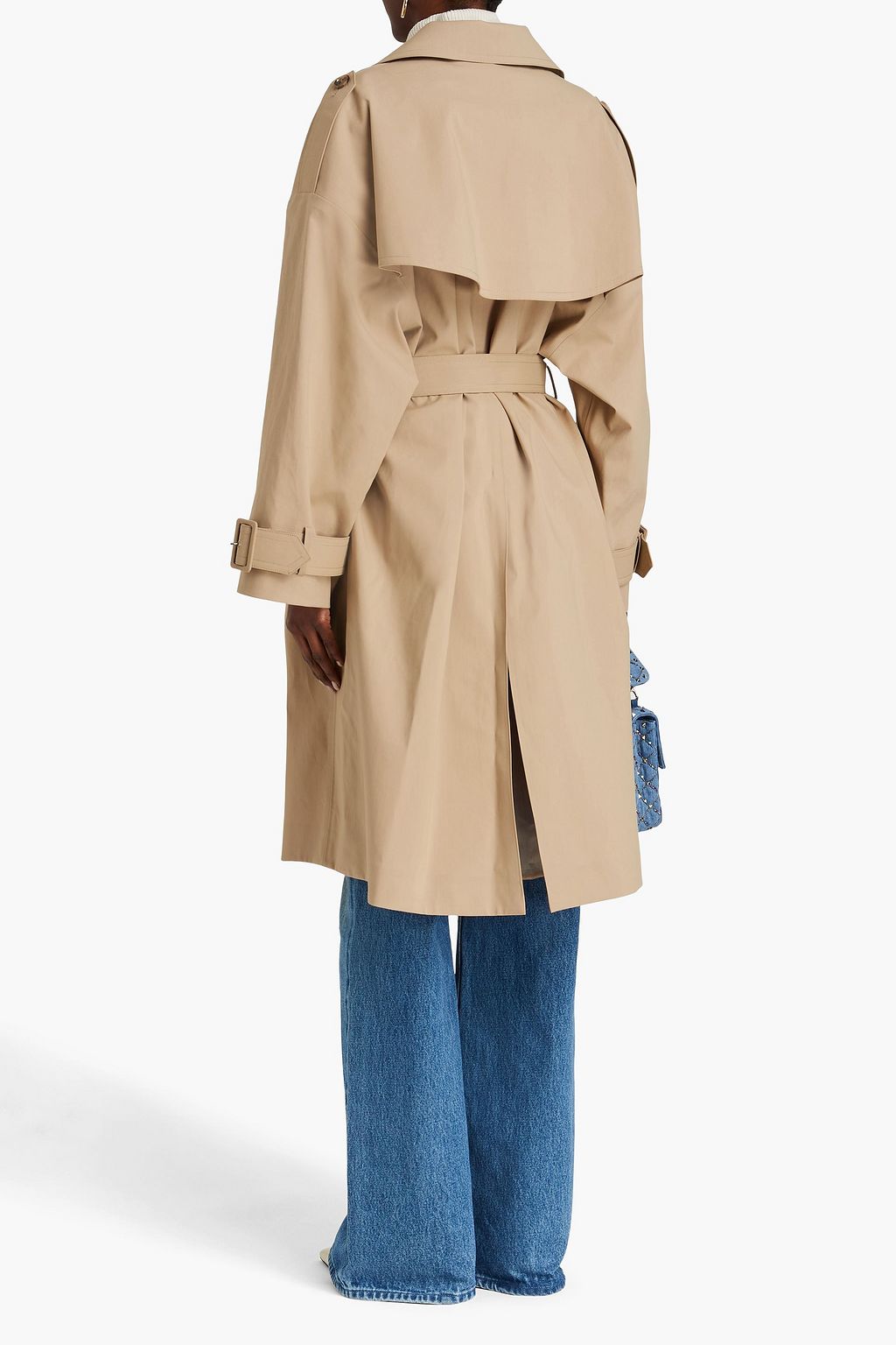 VALENTINO GARAVANI Feather-trimmed cotton-poplin trench coat