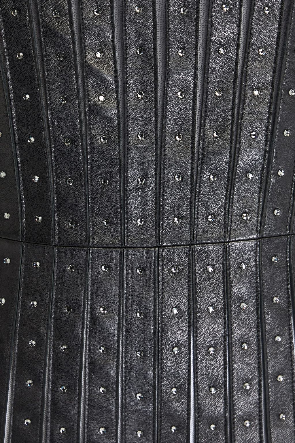 VALENTINO GARAVANI Crystal-embellished leather playsuit