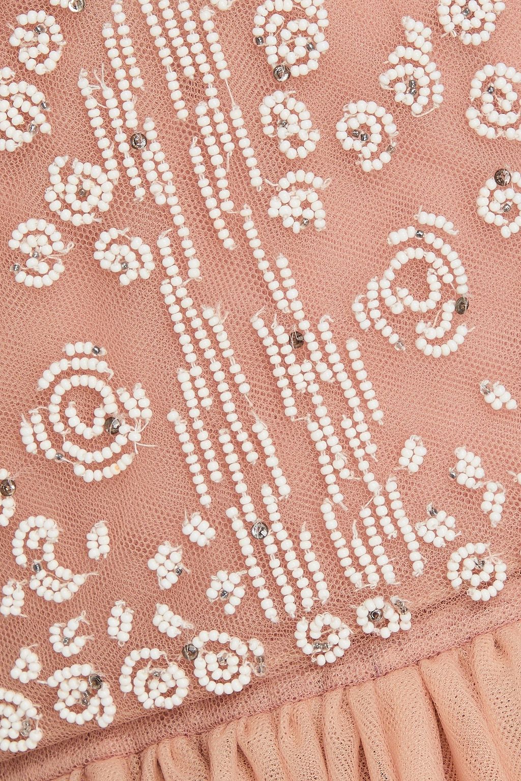 VALENTINO GARAVANI Bead-embellished silk-blend tulle maxi dress