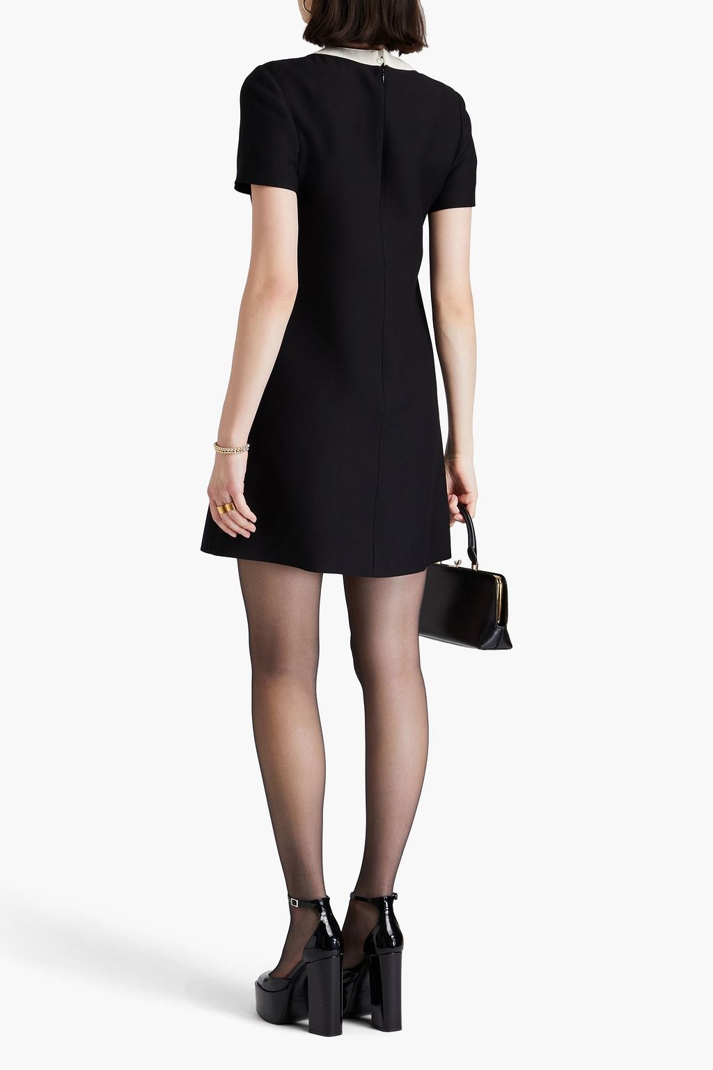 VALENTINO GARAVANI Embellished wool and silk-blend crepe mini dress