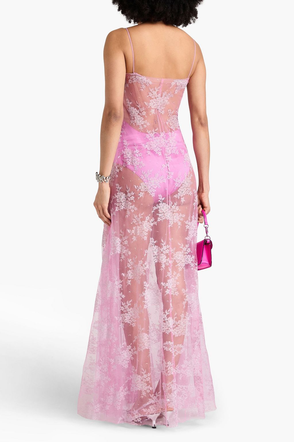 VALENTINO GARAVANI Metallic Chantily lace maxi dress