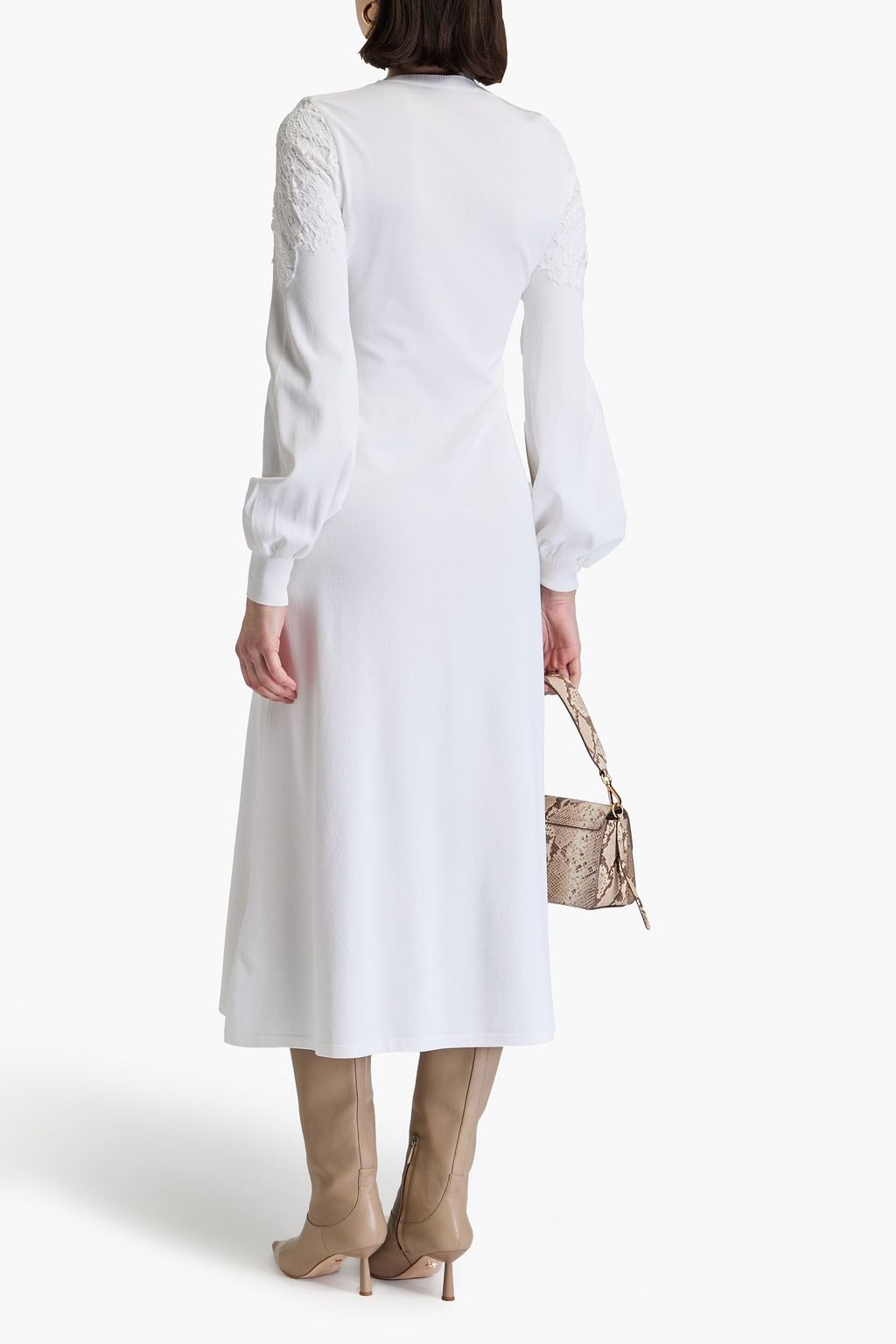 VALENTINO GARAVANI Midikleid aus Jersey mit Einsätzen aus schnurgebundener Spitze