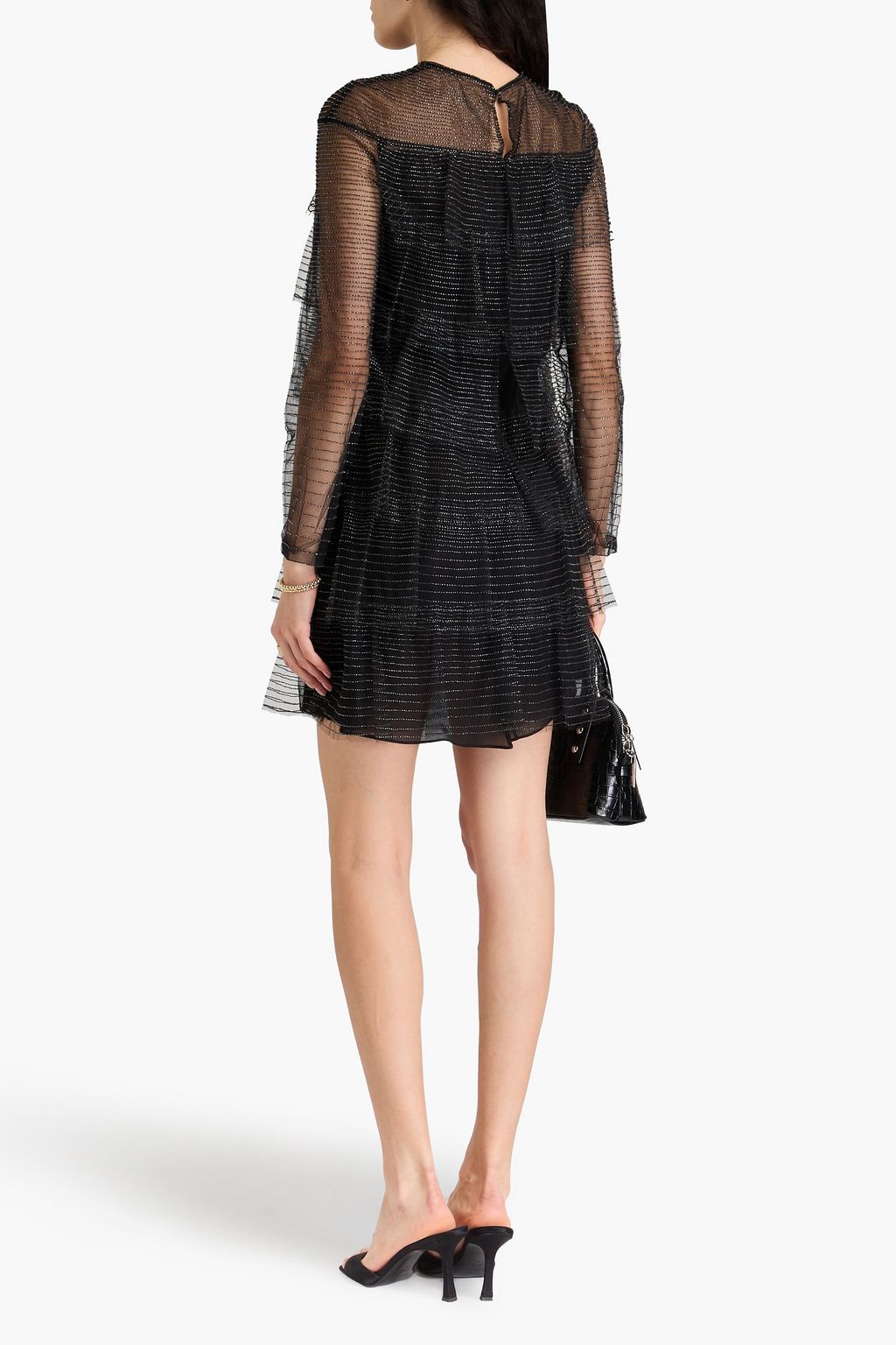 VALENTINO GARAVANI Bead-embellished tiered tulle mini dress