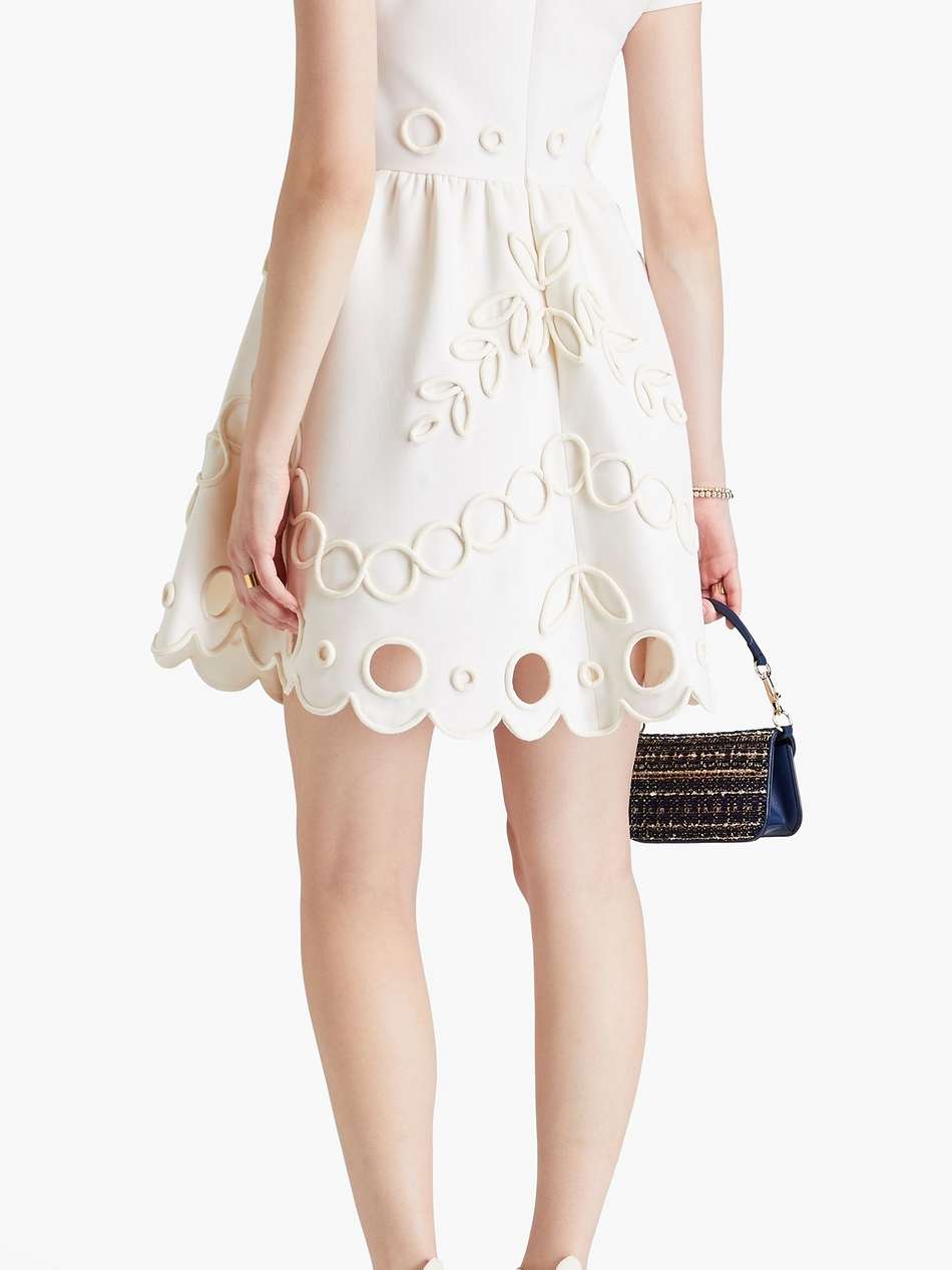 appliquéd laser-cut wool-crepe mini dress