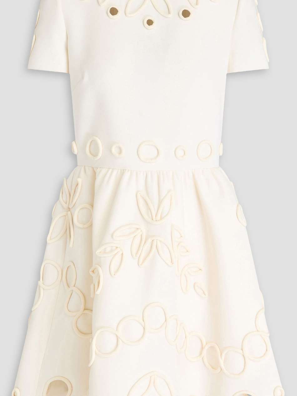 appliquéd laser-cut wool-crepe mini dress