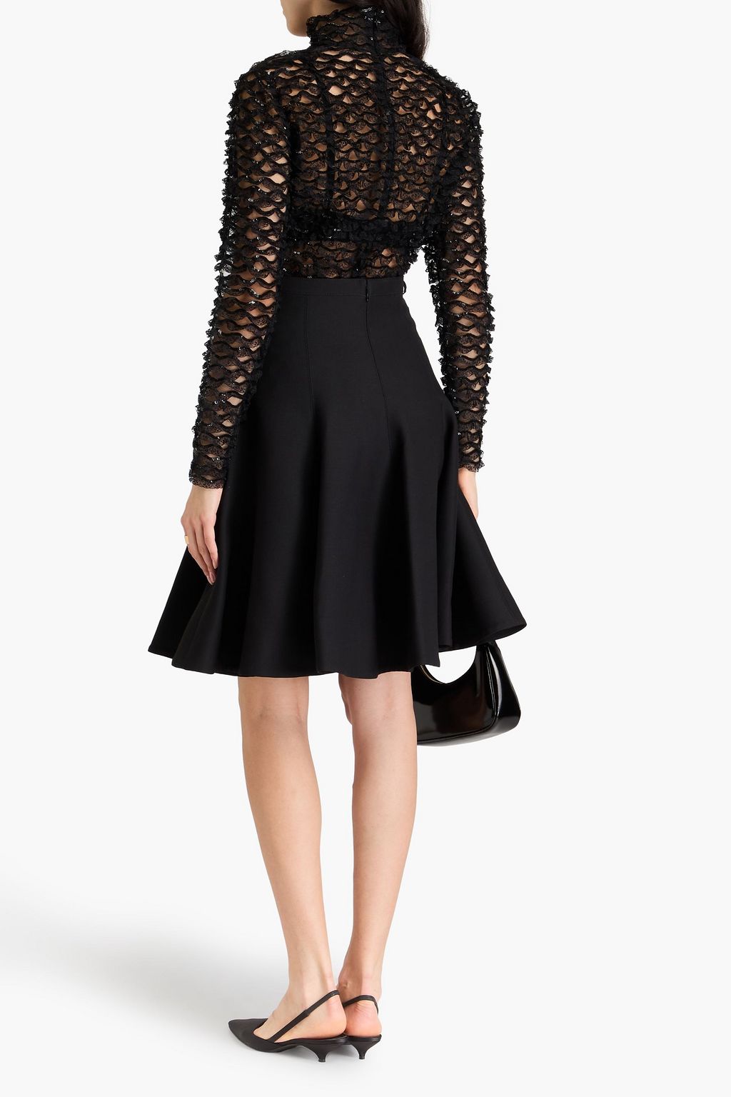 VALENTINO GARAVANI Embellished tulle turtleneck bodysuit