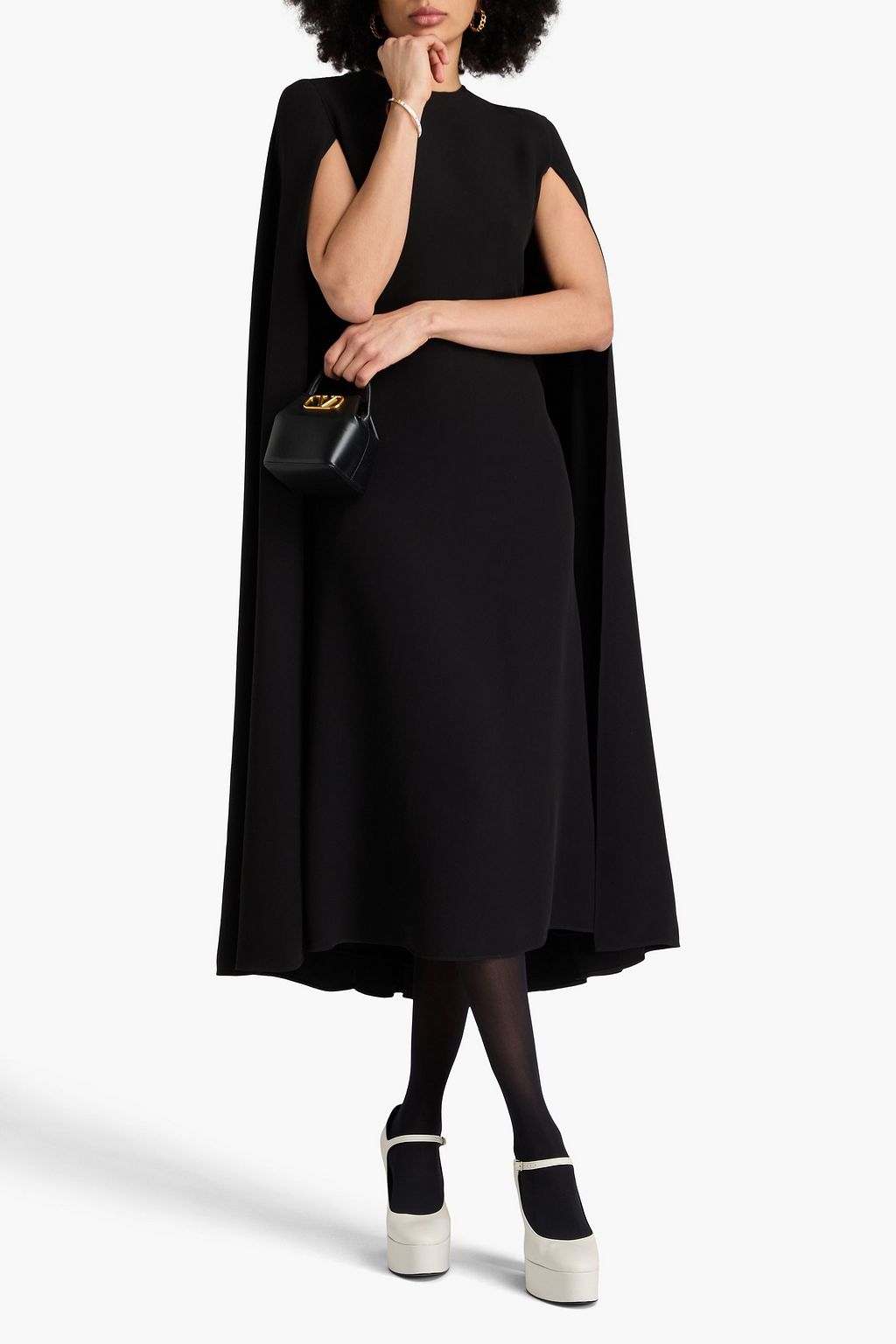 VALENTINO GARAVANI Cape-effect silk-crepe midi dress