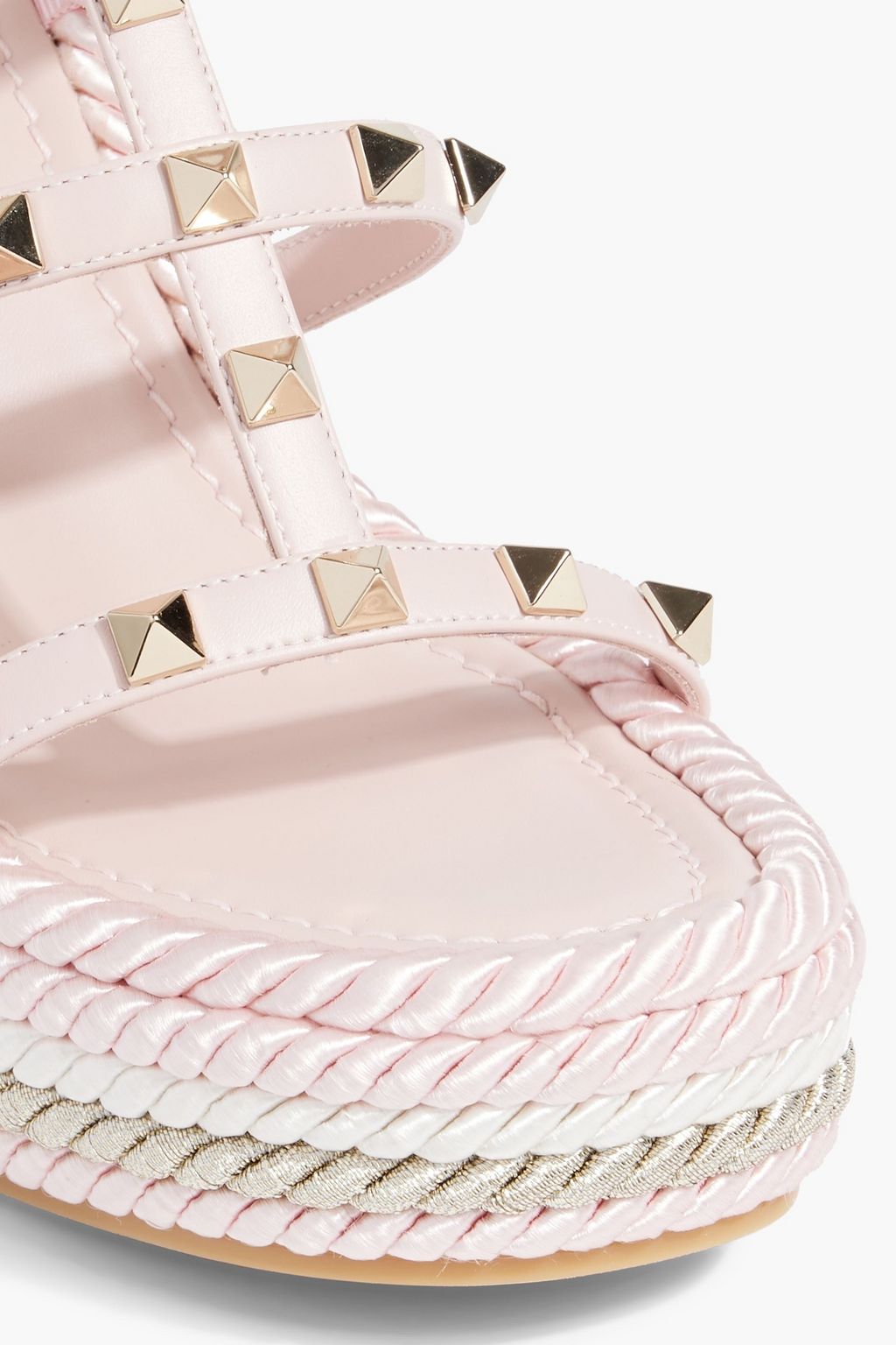 VALENTINO GARAVANI Rockstud Torchon 105 leather espadrille wedge sandals