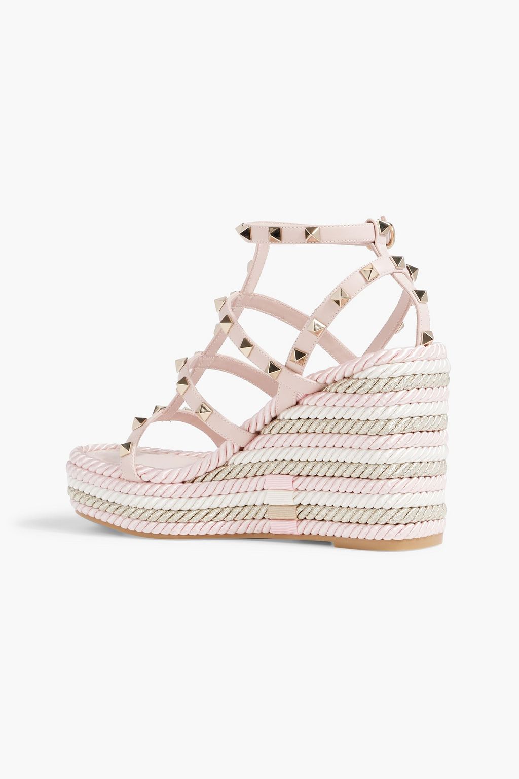VALENTINO GARAVANI Rockstud Torchon 105 leather espadrille wedge sandals