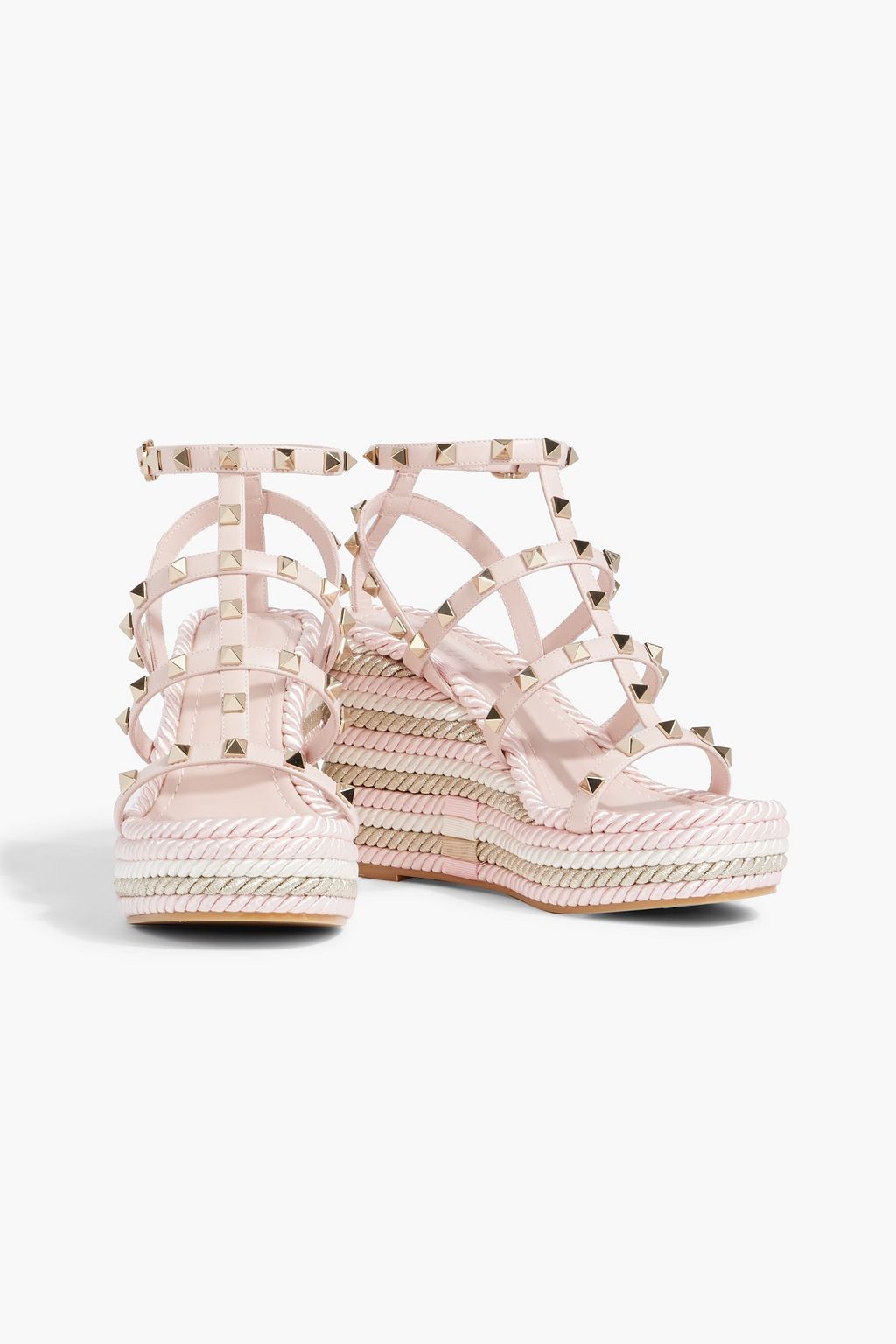 VALENTINO GARAVANI Rockstud Torchon 105 leather espadrille wedge sandals