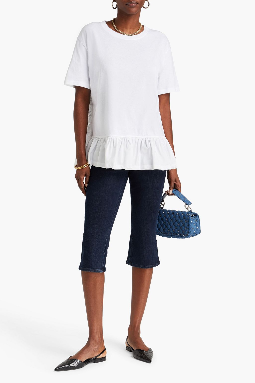 VALENTINO GARAVANI Ruffled cotton-jersey T-shirt