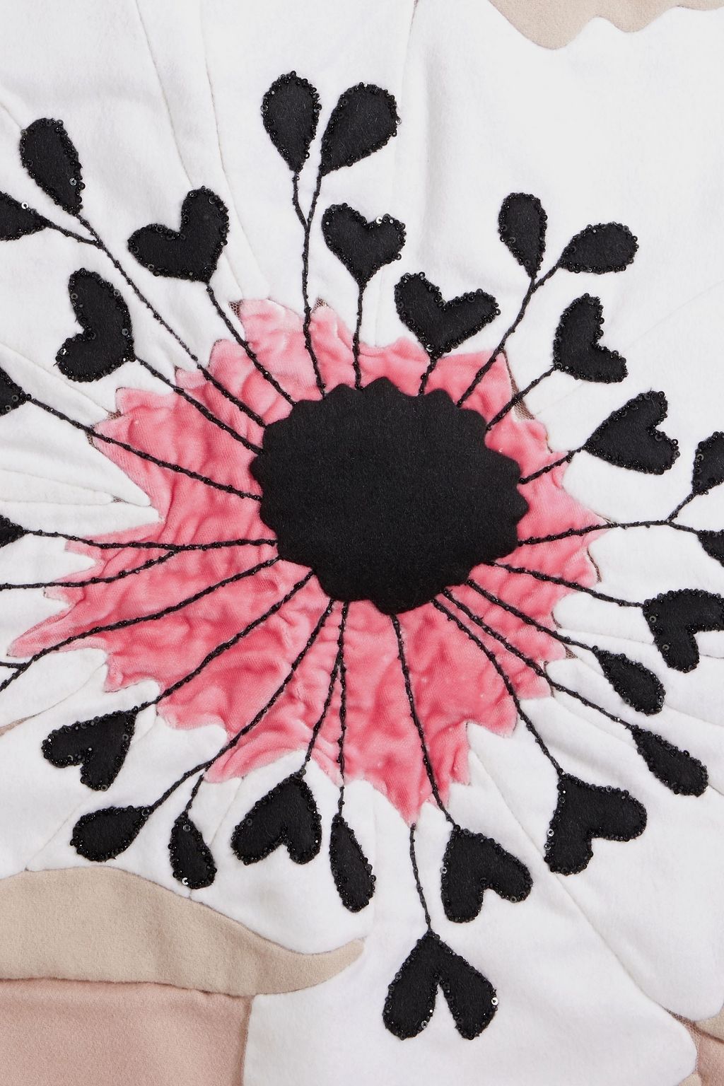 VALENTINO GARAVANI Fringed floral-appliquéd cashmere scarf
