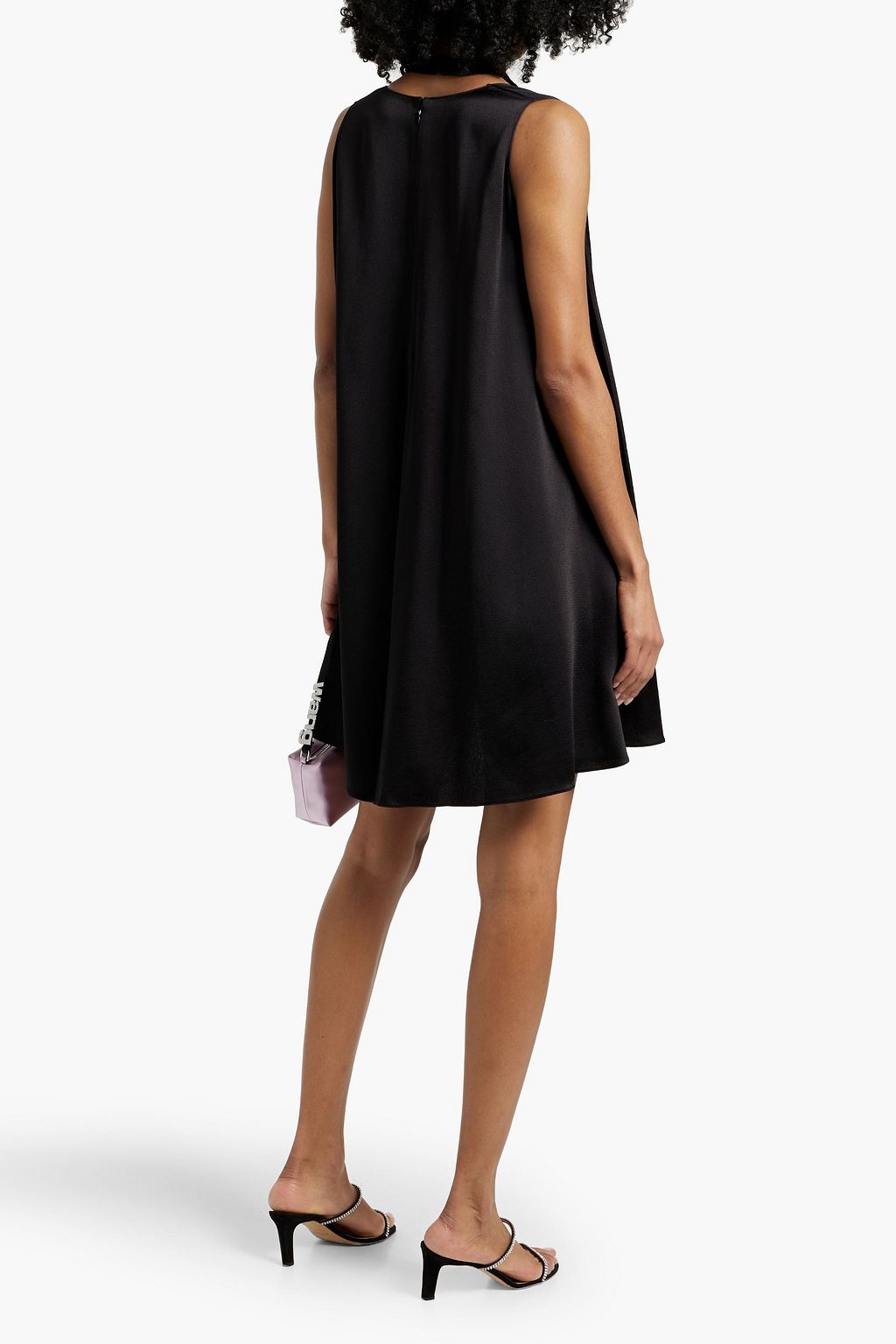 VALENTINO GARAVANI Velvet-paneled satin-crepe mini dress