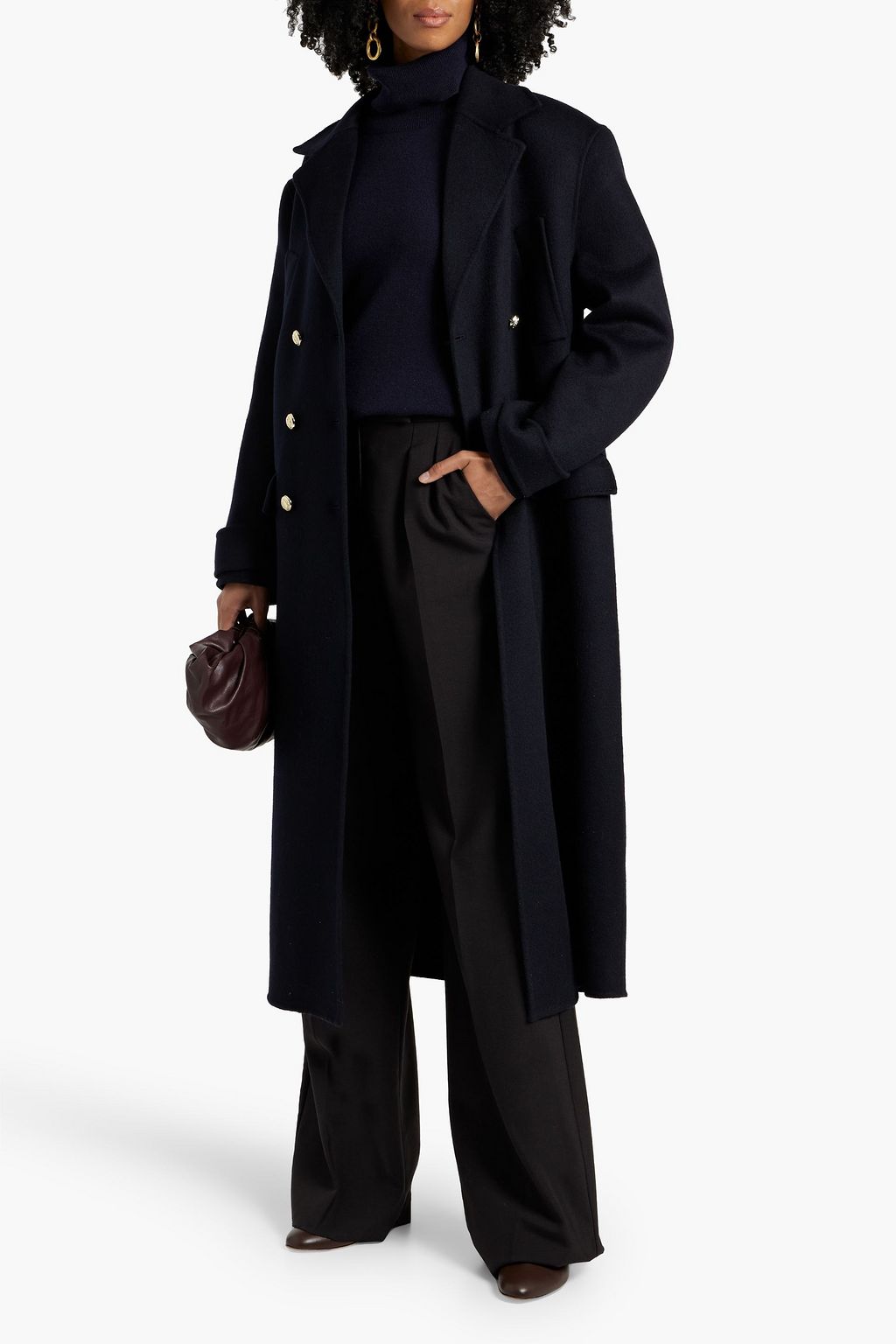 SANDRO Double-breasted wool-felt coat