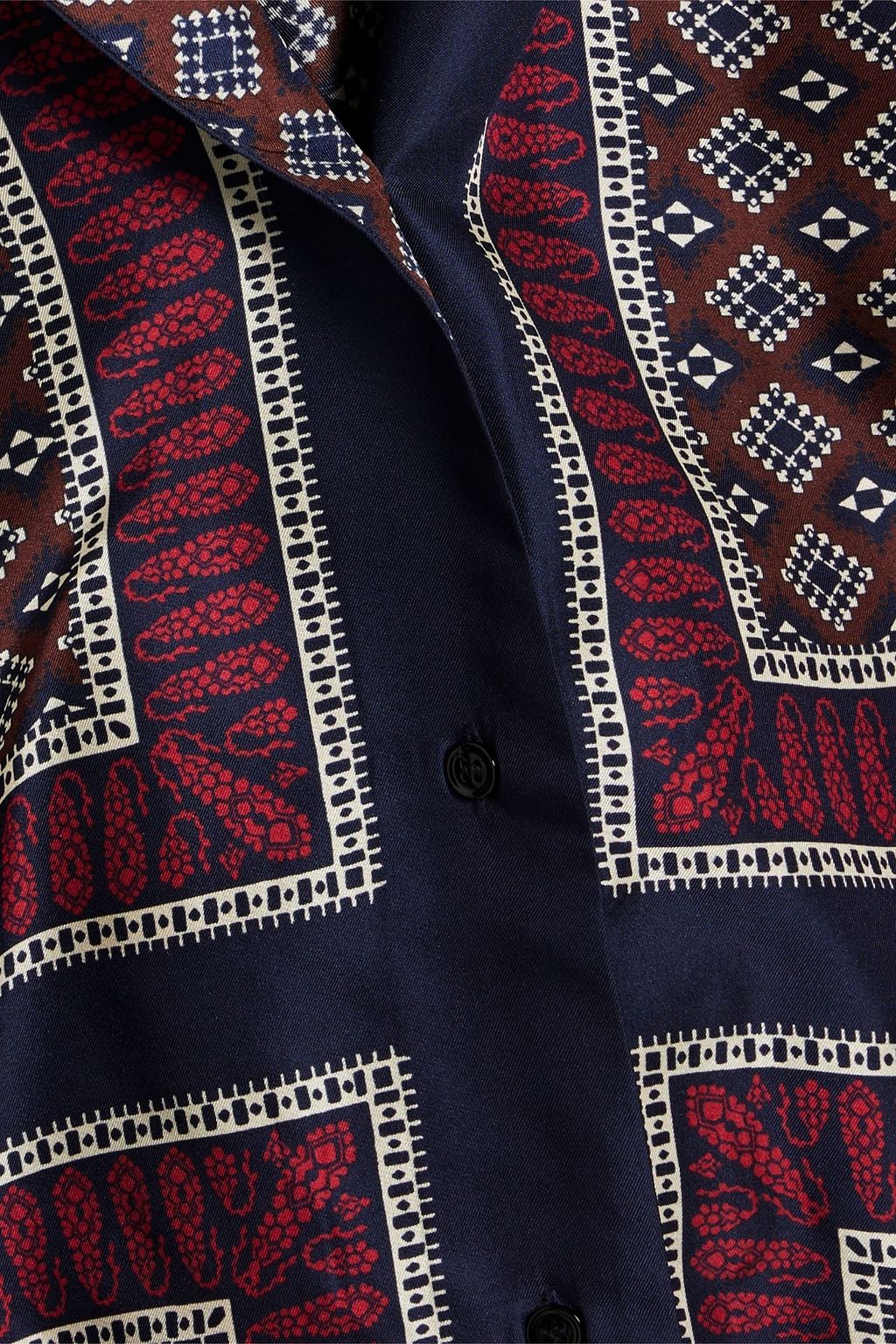 SANDRO Printed silk-twill shirt