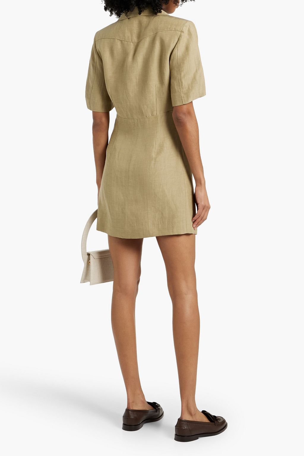 SANDRO Lace-up woven mini shirt dress