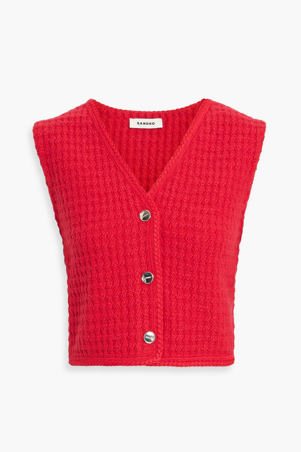 Sandro Bouclé-knit Vest In Red