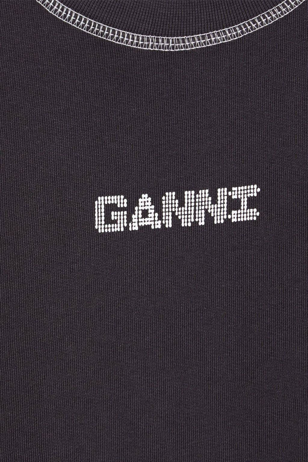 GANNI Printed cotton-fleece sweatshirt