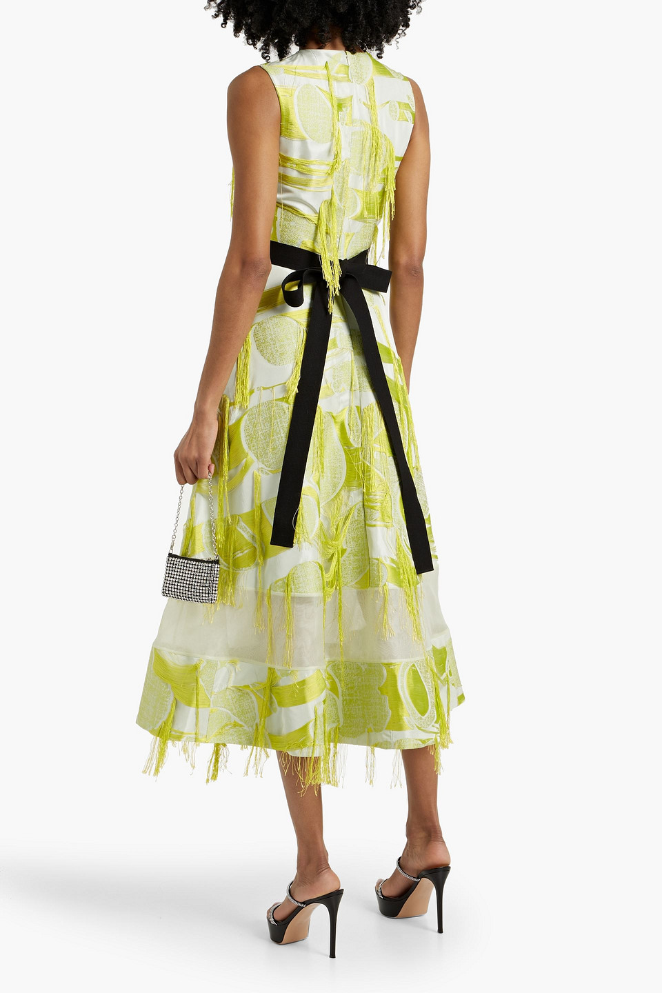 Roksanda Anipe Fringed Jacquard Midi Dress In Bright Yellow
