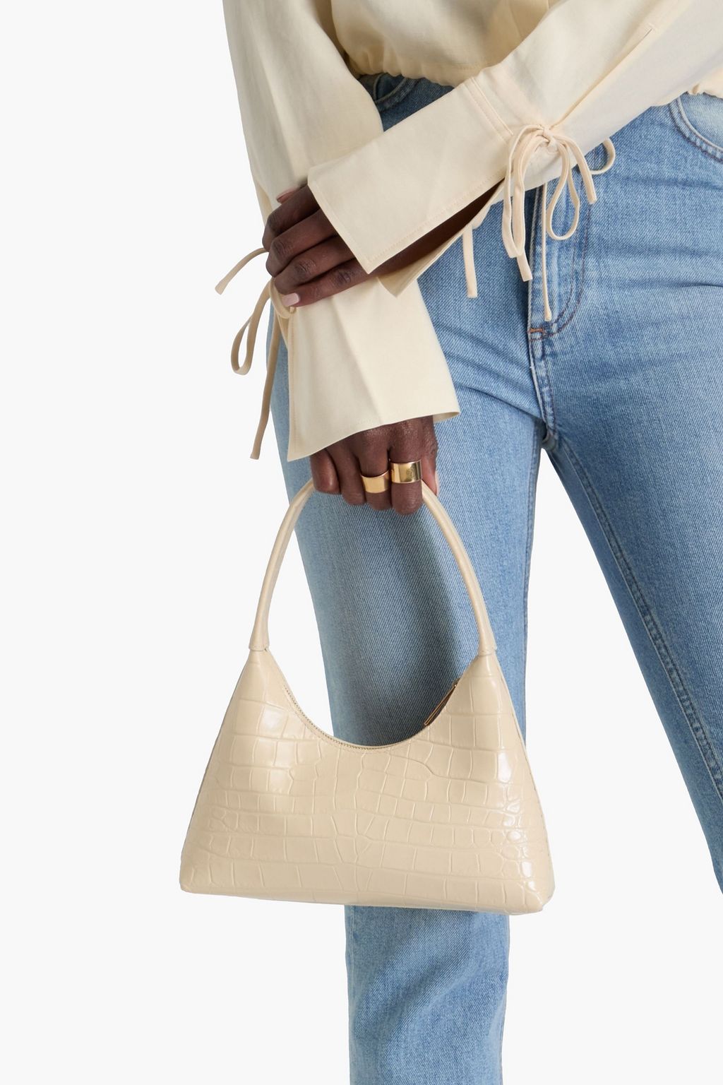 MANSUR GAVRIEL حقيبة كتف "كاندي" صغيرة من الجلد بنقشة جلد التمساح