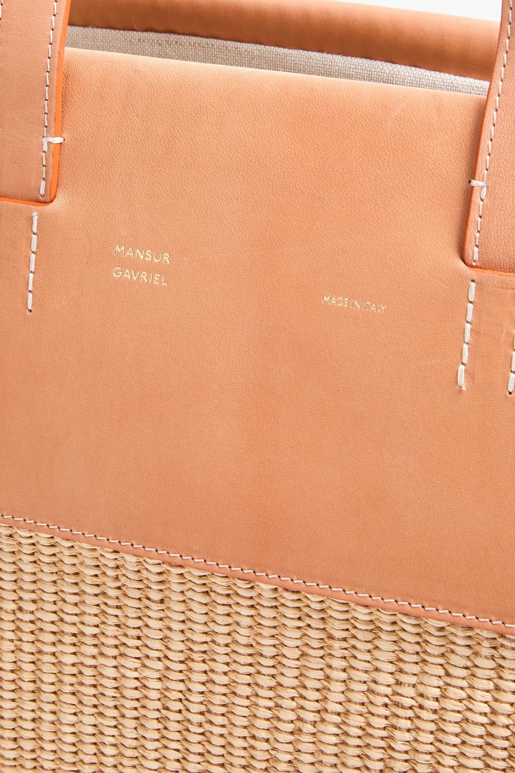 MANSUR GAVRIEL حقيبة توت "ماركت" من الجلد ونسيج الرافيا الصناعي