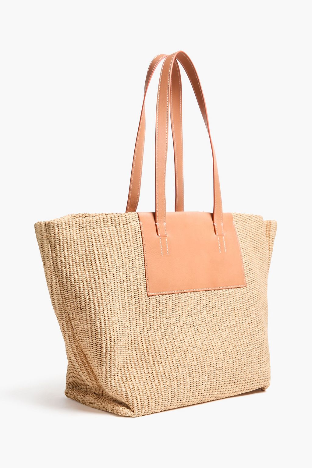 MANSUR GAVRIEL حقيبة توت "ماركت" من الجلد ونسيج الرافيا الصناعي