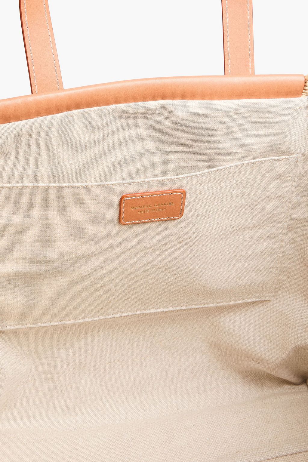 MANSUR GAVRIEL حقيبة توت "ماركت" من الجلد ونسيج الرافيا الصناعي