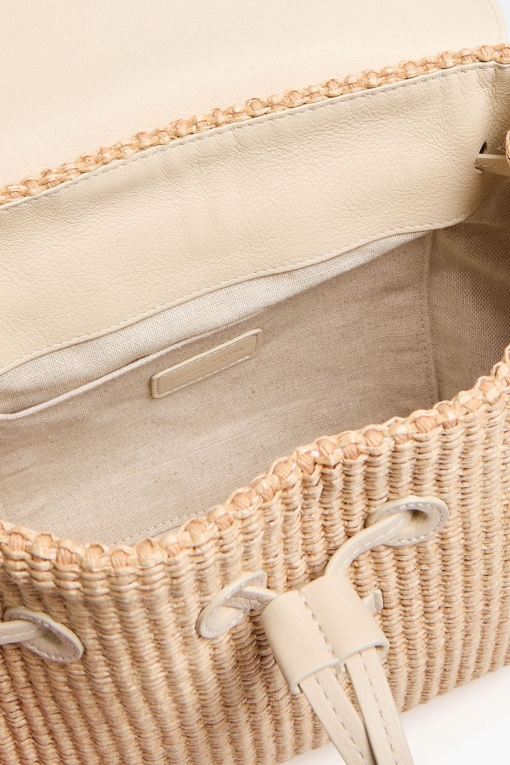 MANSUR GAVRIEL حقيبة كتف من الرافيا الاصطناعي والجلد مُحببّة