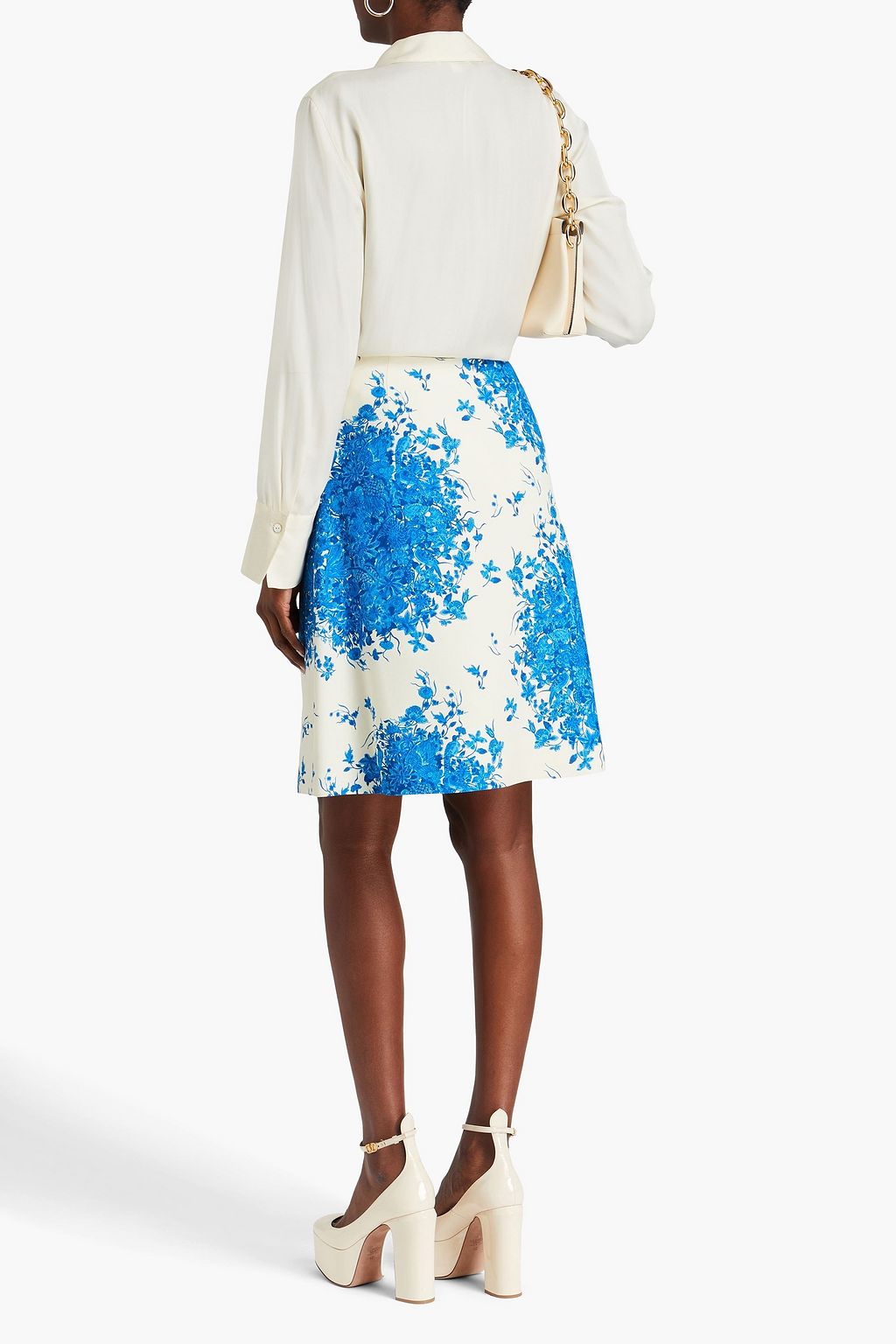 VALENTINO GARAVANI Floral-print wool and silk-blend skirt