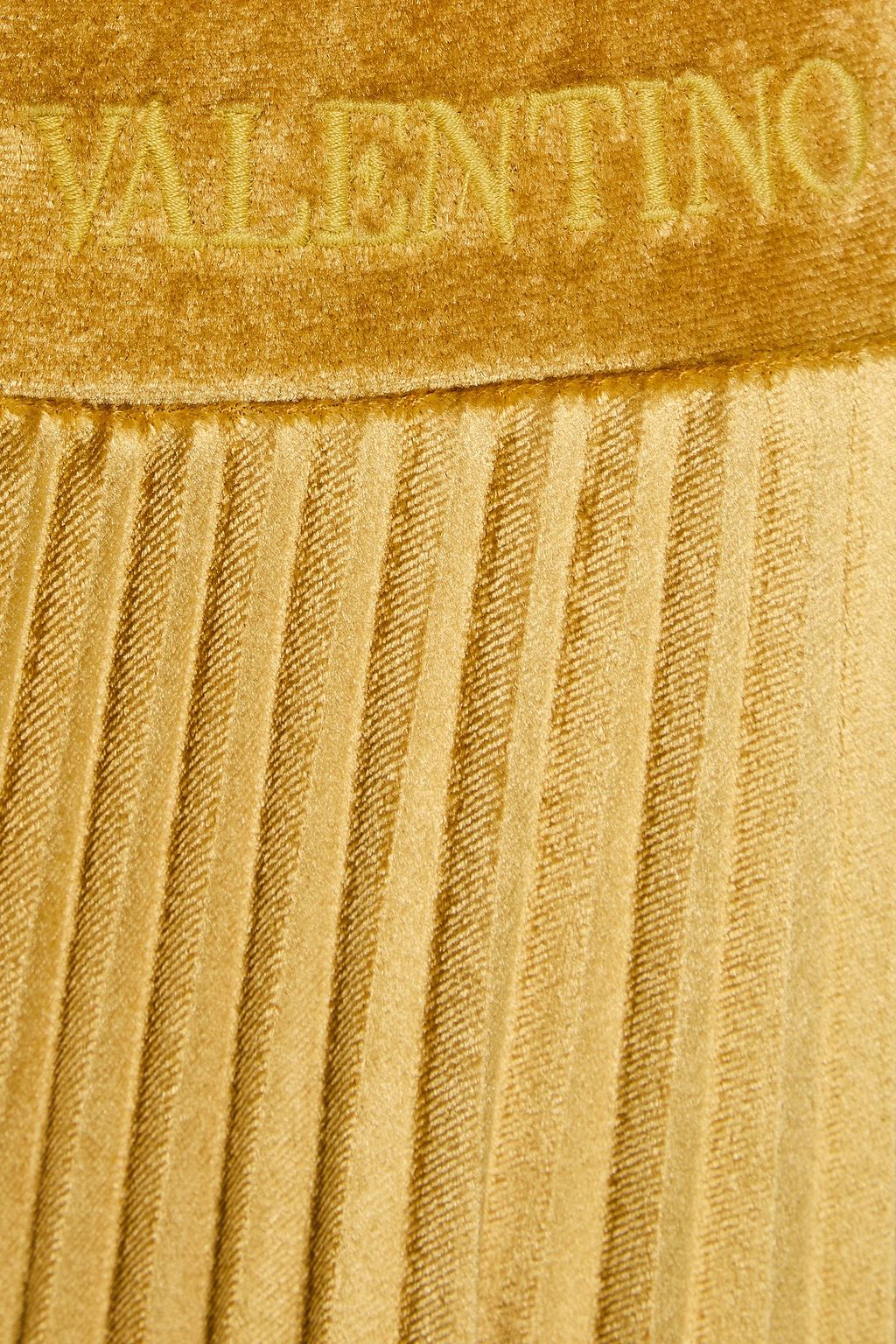 VALENTINO GARAVANI Pleated stretch-velvet midi skirt