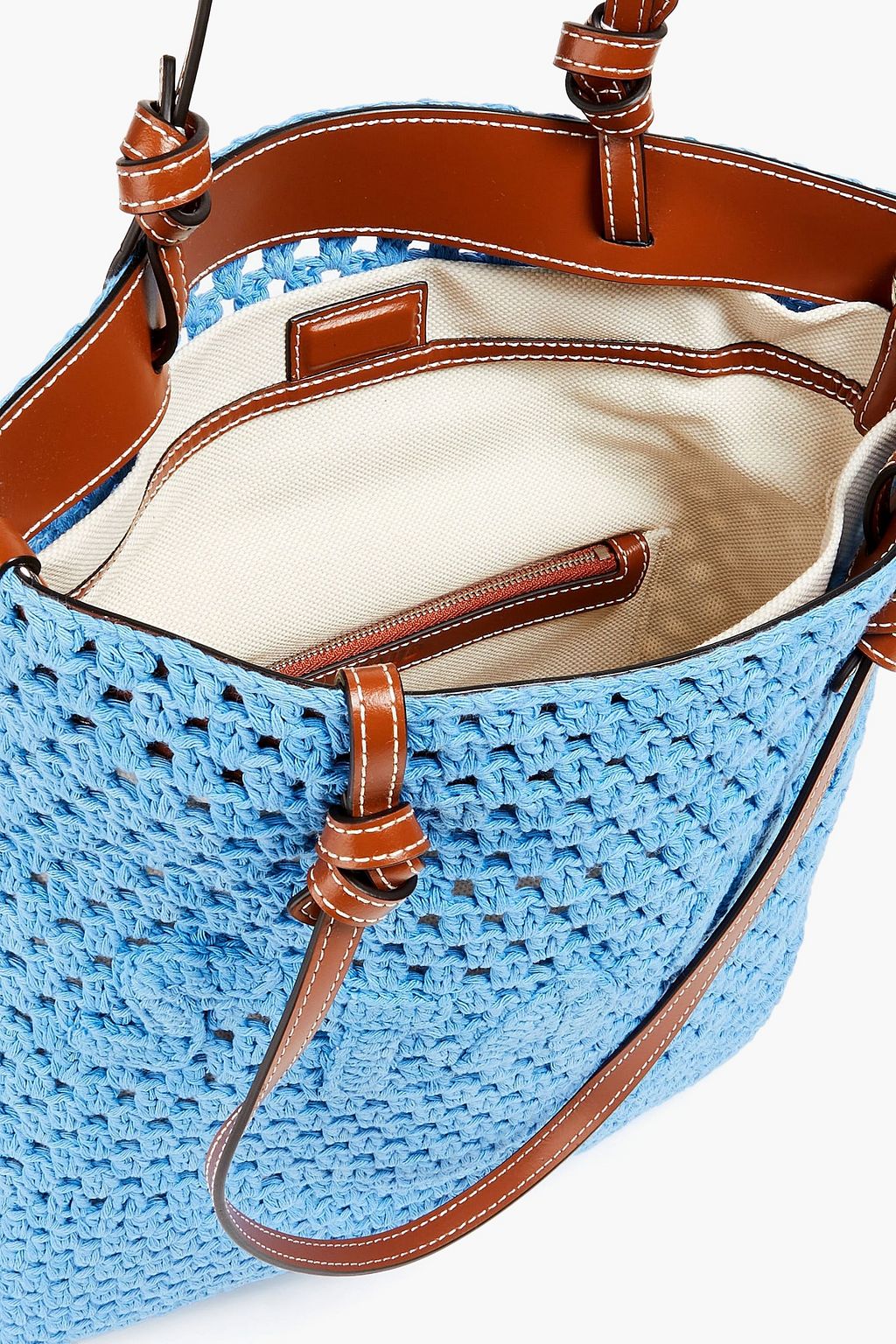STAUD Embroidered crocheted tote