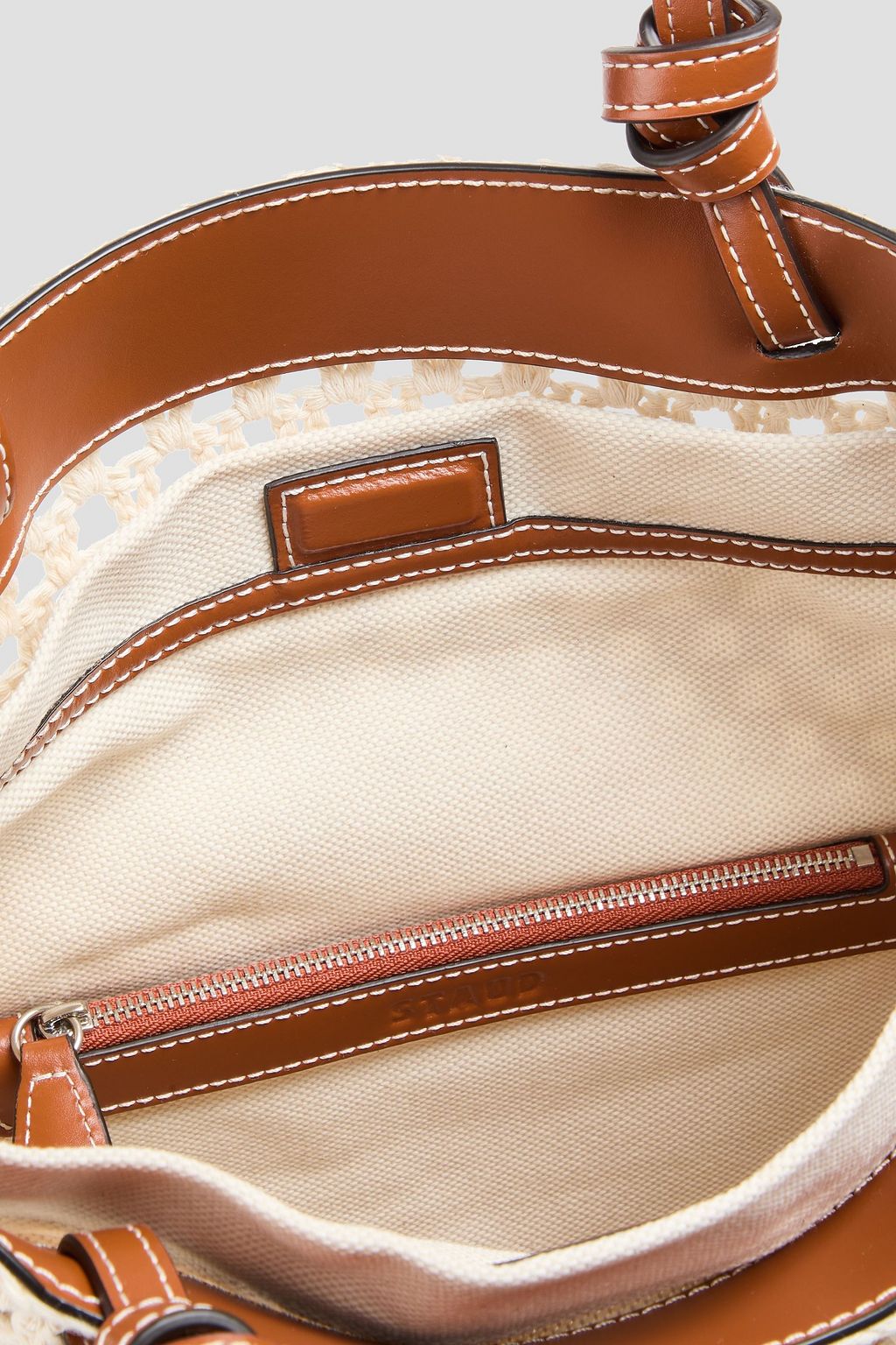 STAUD Embroidered crocheted tote