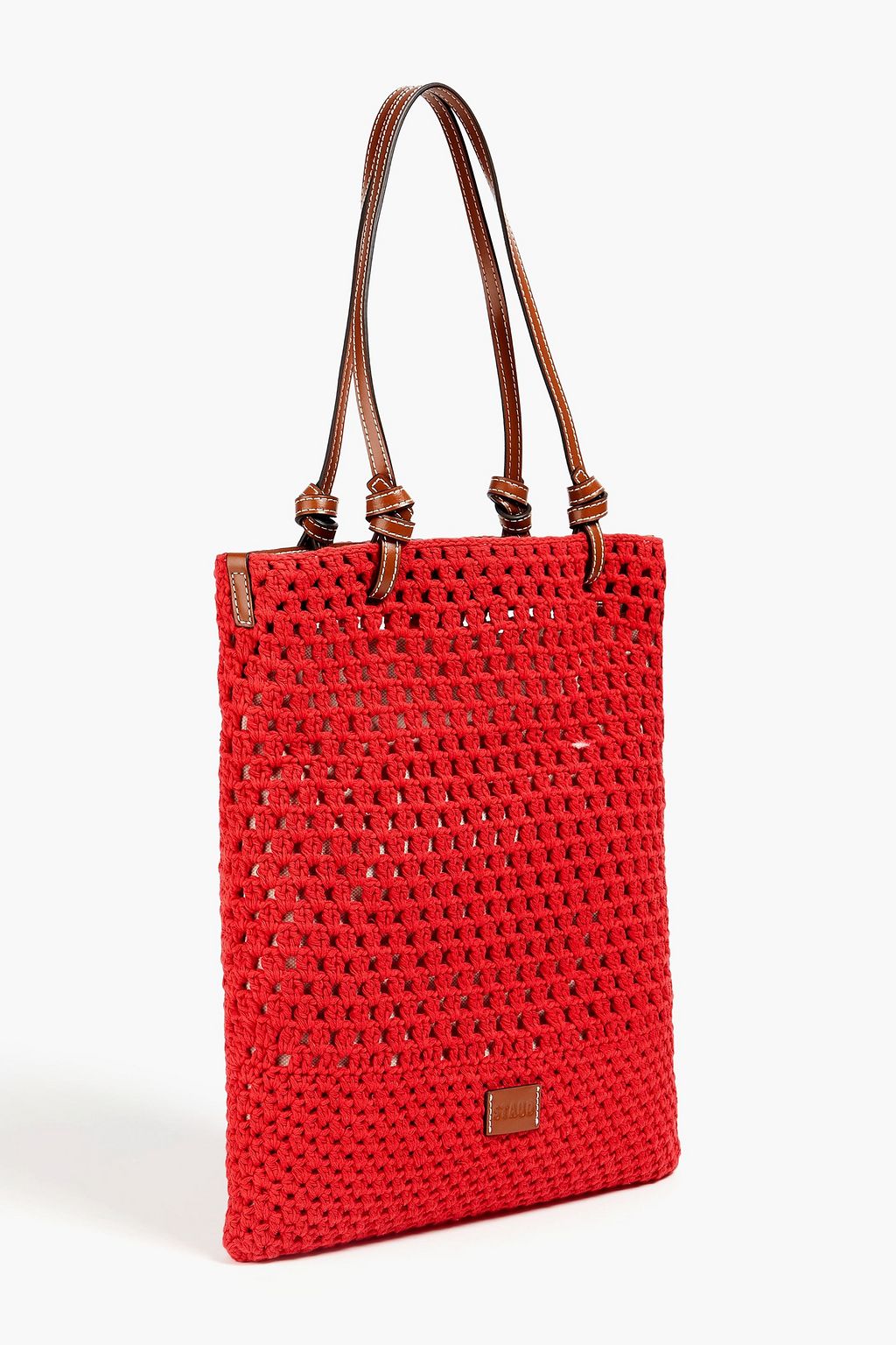 STAUD Embroidered crocheted tote