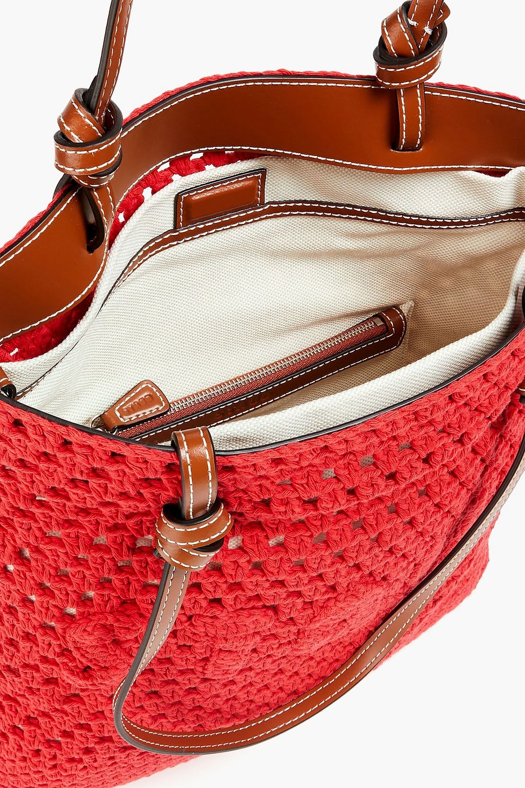 STAUD Embroidered crocheted tote