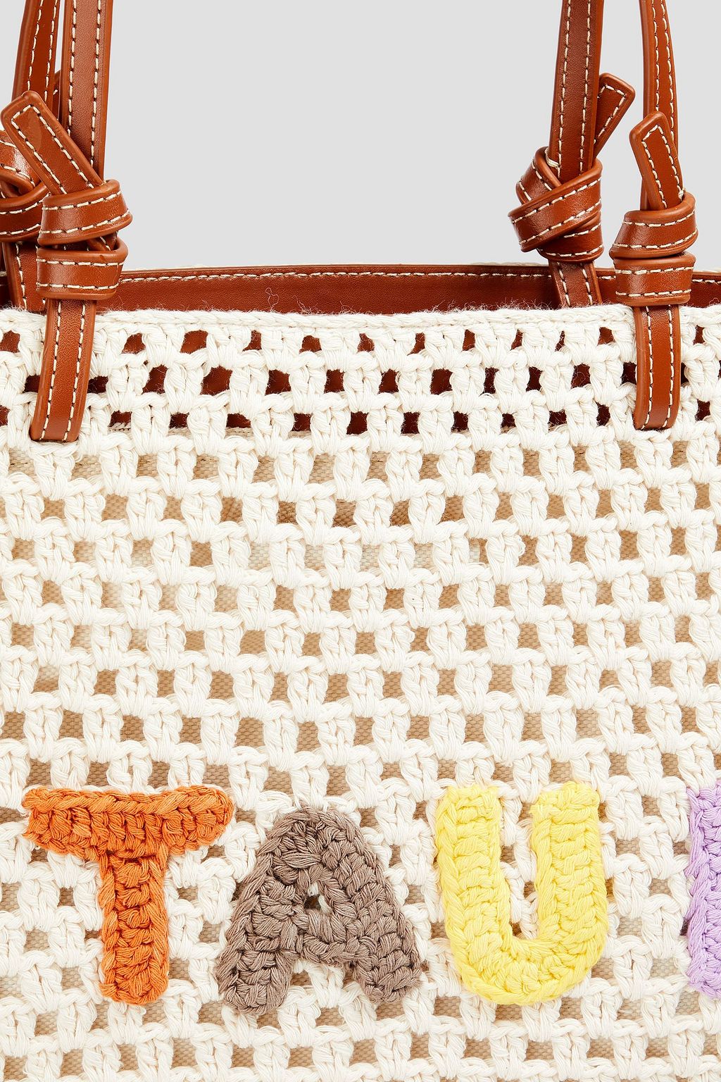 STAUD Embroidered crocheted tote