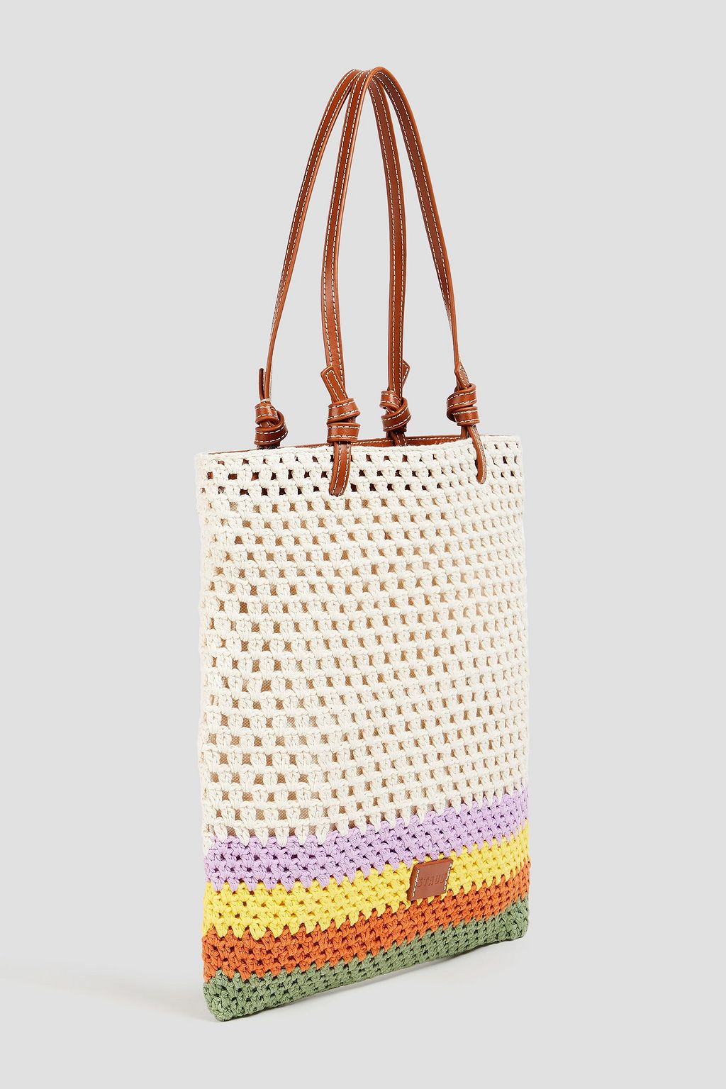 STAUD Embroidered crocheted tote