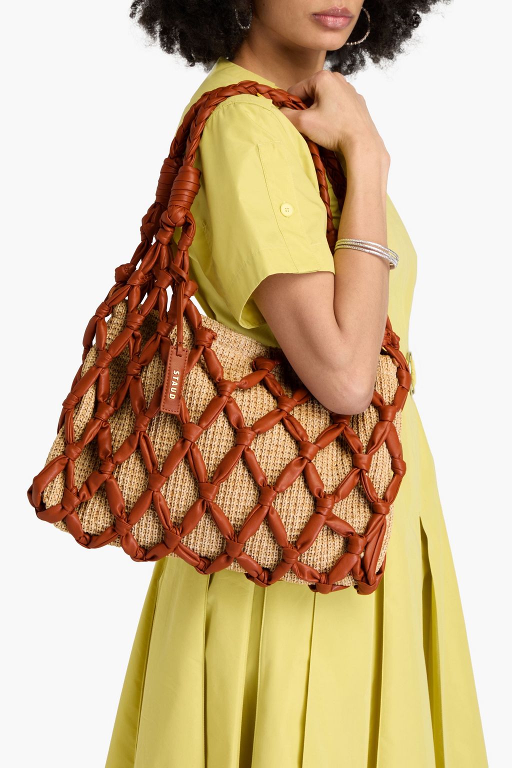 STAUD Hitch macrame faux raffia tote