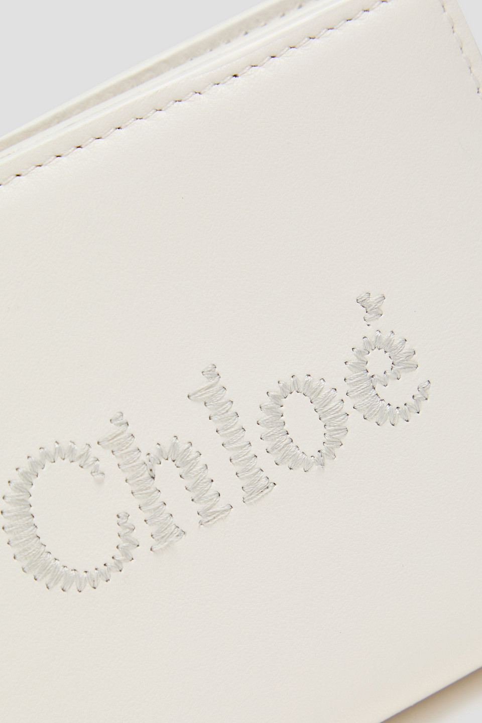 Chloé Embroidered Leather Wallet In Weiss