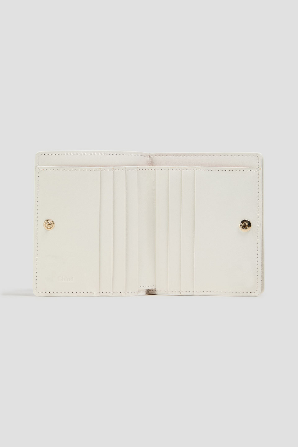 Chloé Embroidered Leather Wallet In Weiss