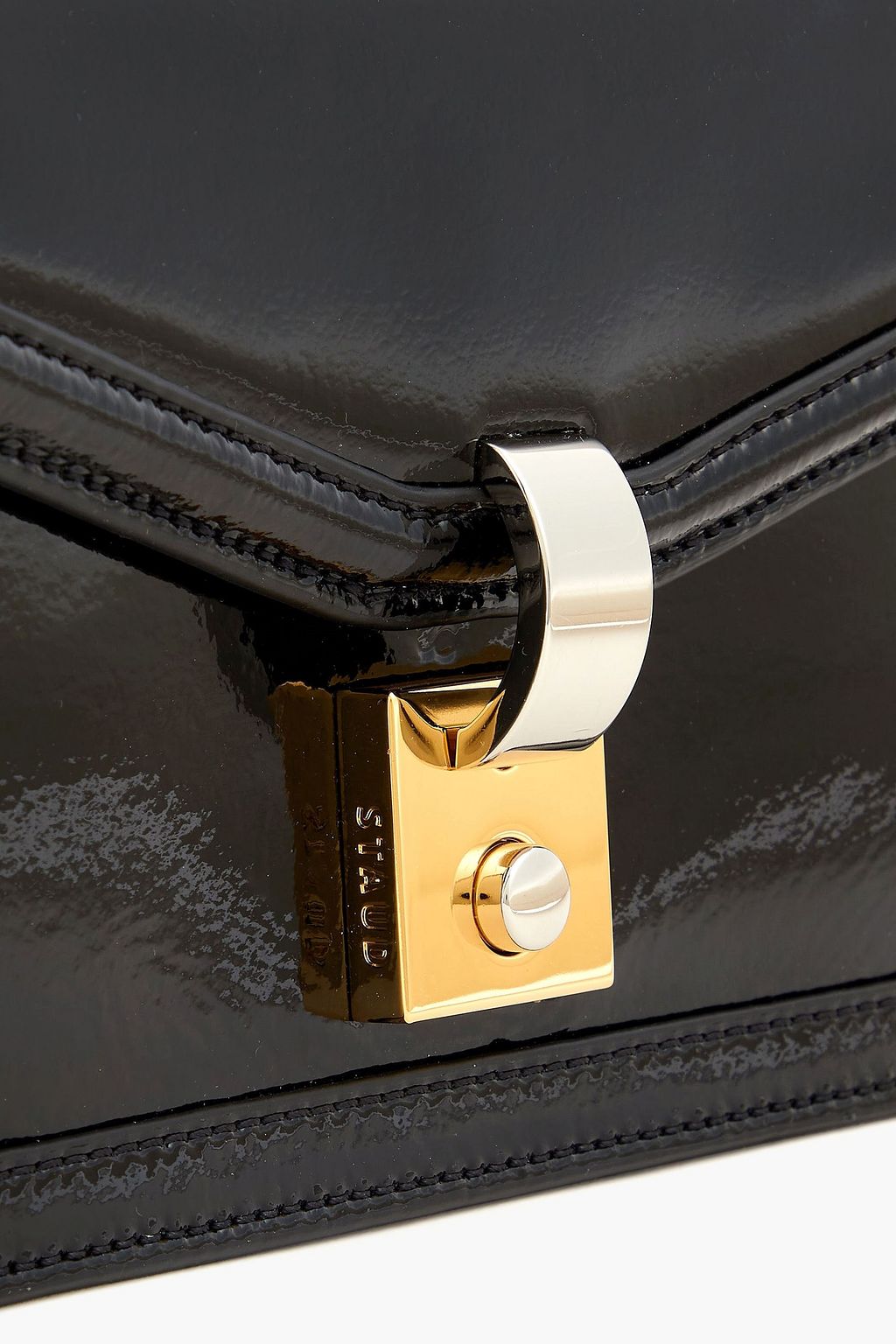 STAUD Gwen patent-leather clutch