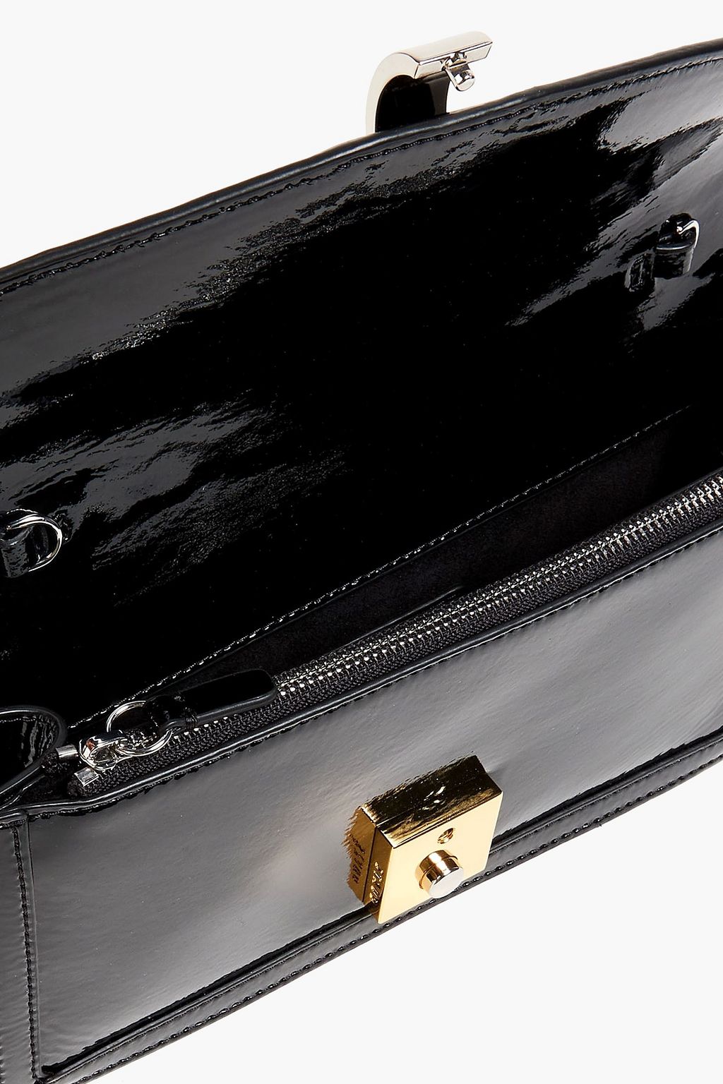 STAUD Gwen patent-leather clutch