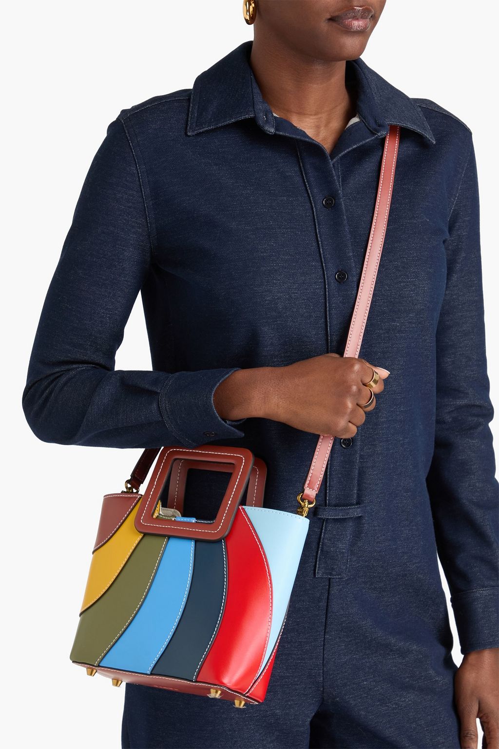 STAUD Riviera color-block leather tote