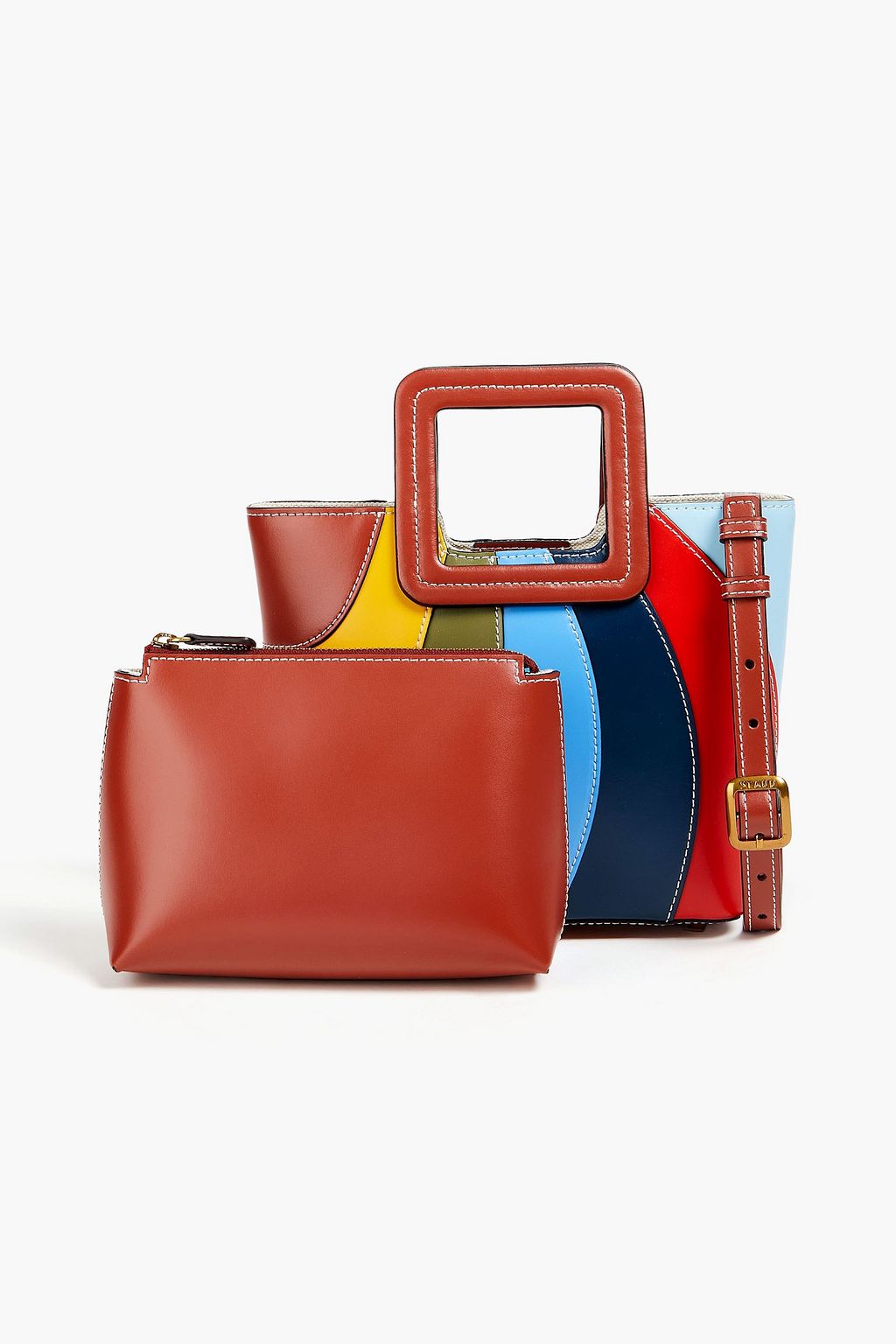 STAUD Riviera color-block leather tote